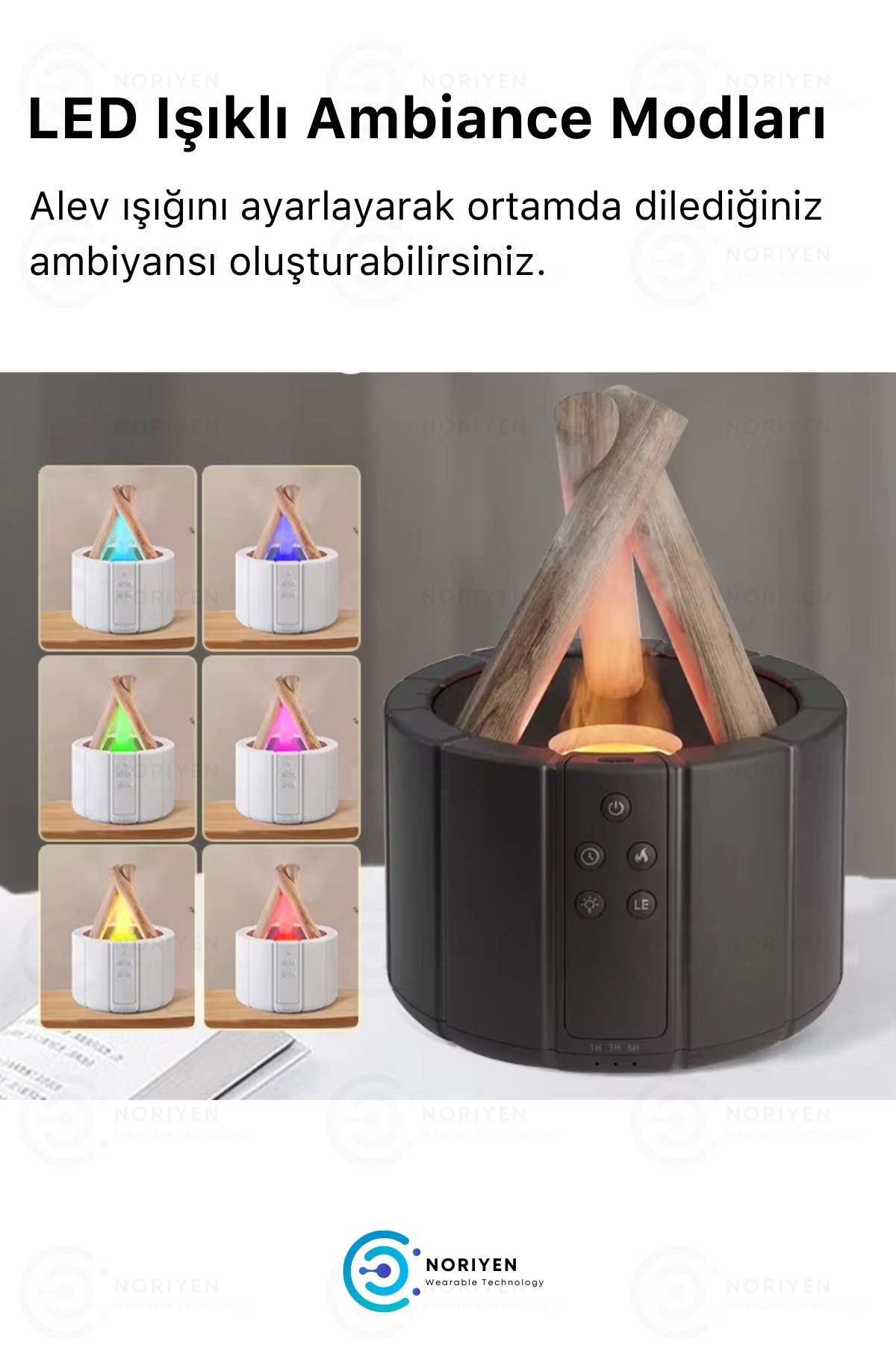 Yeni Nesil Bonfire Şömine Hava Nemlendiricisi 280 ML Renkli Gece Işığı Buhar Makinesi Aroma Difüzör