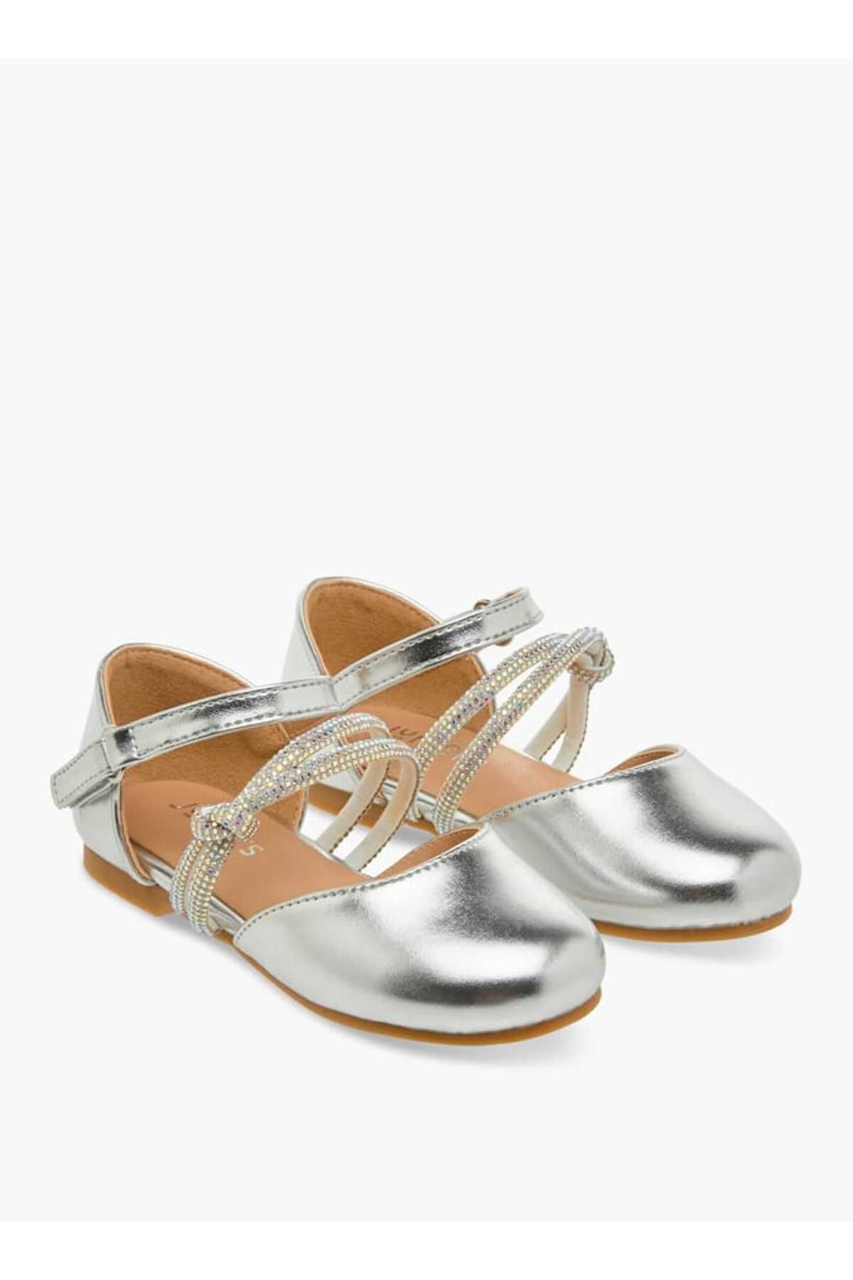Juniors-Embellished Ballerina Shoes with Hook and Loop Closure 1