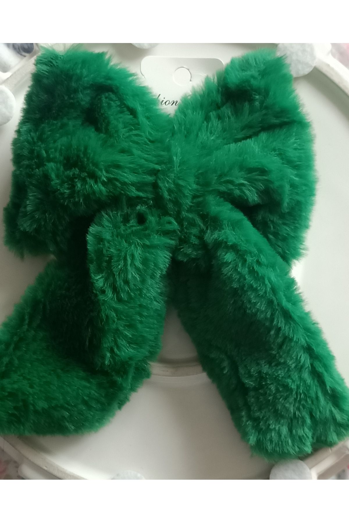 ELİF TAKI AKSESUAR-Green Color Plush Vending Machine Bow Buckle 2