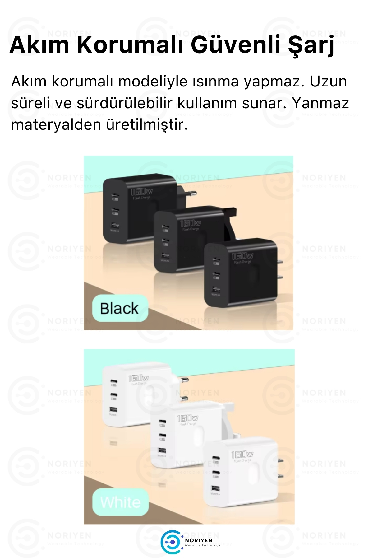 Yeni Nesil 3in1 65W Ultra Hızlı Şarj Tüm Telefonlara Uyumlu Type-C ve USB 3 Girişli Güç Adaptör