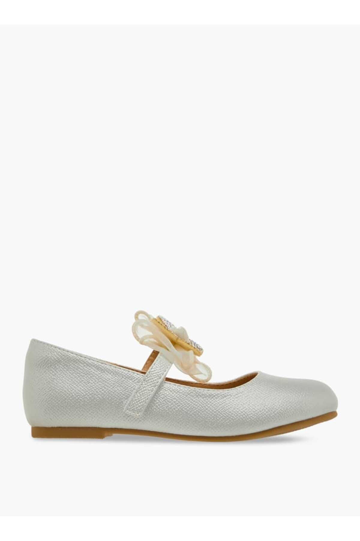 Juniors-Butterfly Embellished Ballerina Shoes with Hook and Loop Closure 3