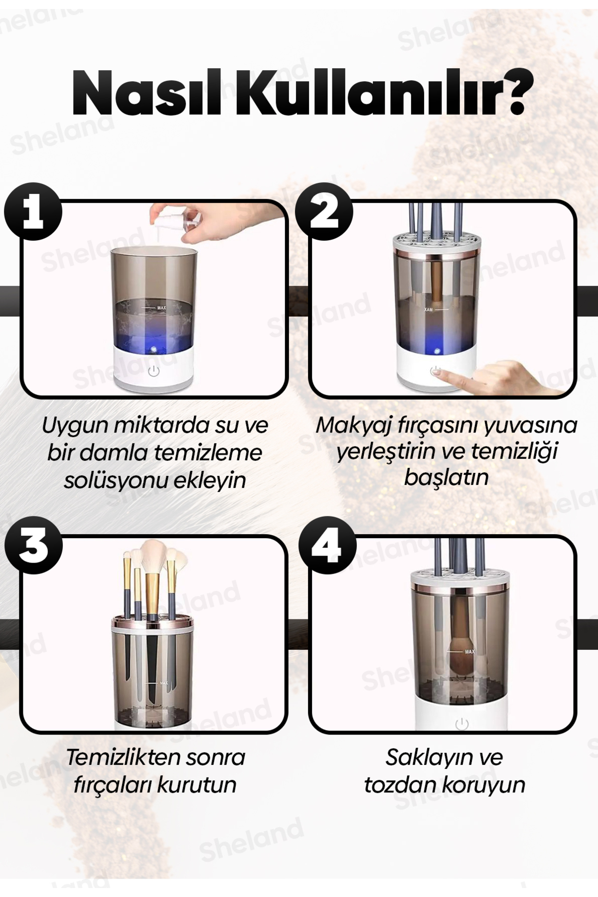 Elektrikli Makyaj Fırçası Temizleyici USB ile Otomatik Kozmetik Fırçası Temizleme — she145 — تصویر 6 از 6
