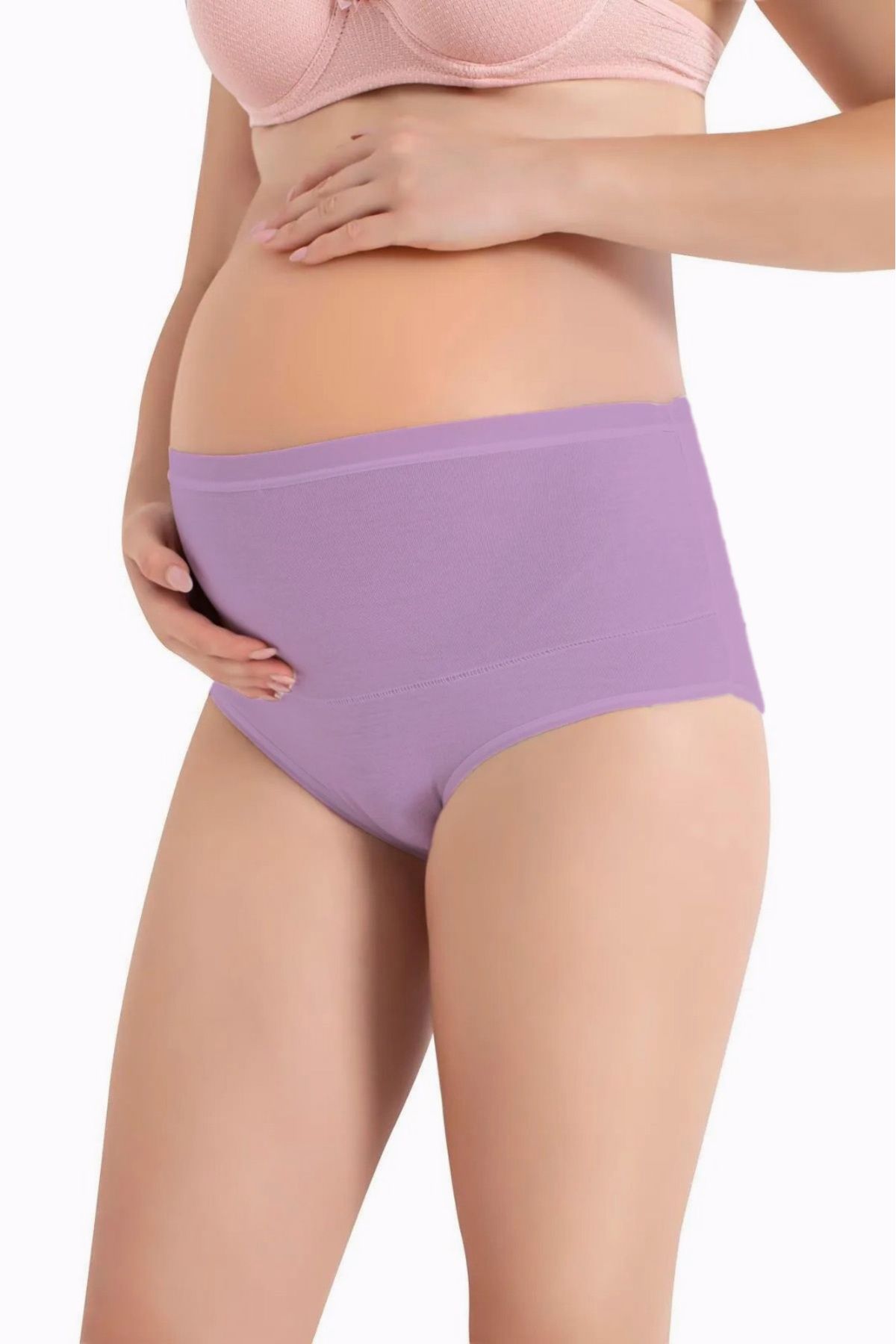 SAUNA SUIT-3-Pack Lilac Color High Waist Recovery 100% Cotton Maternity Maternity Panties Set 2