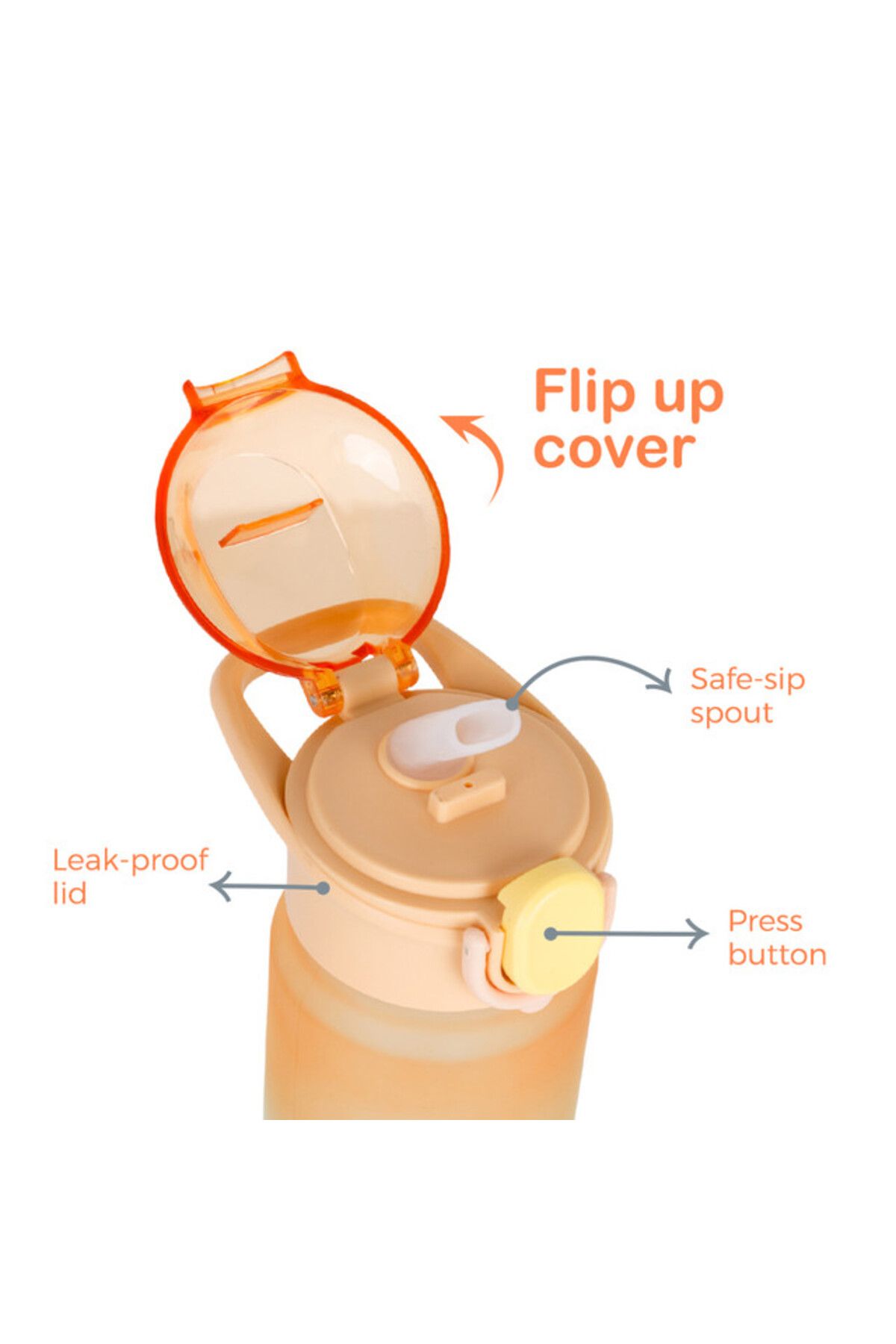 Eazy Kids-Water Bottle 500ml wt Handle - Orange 3