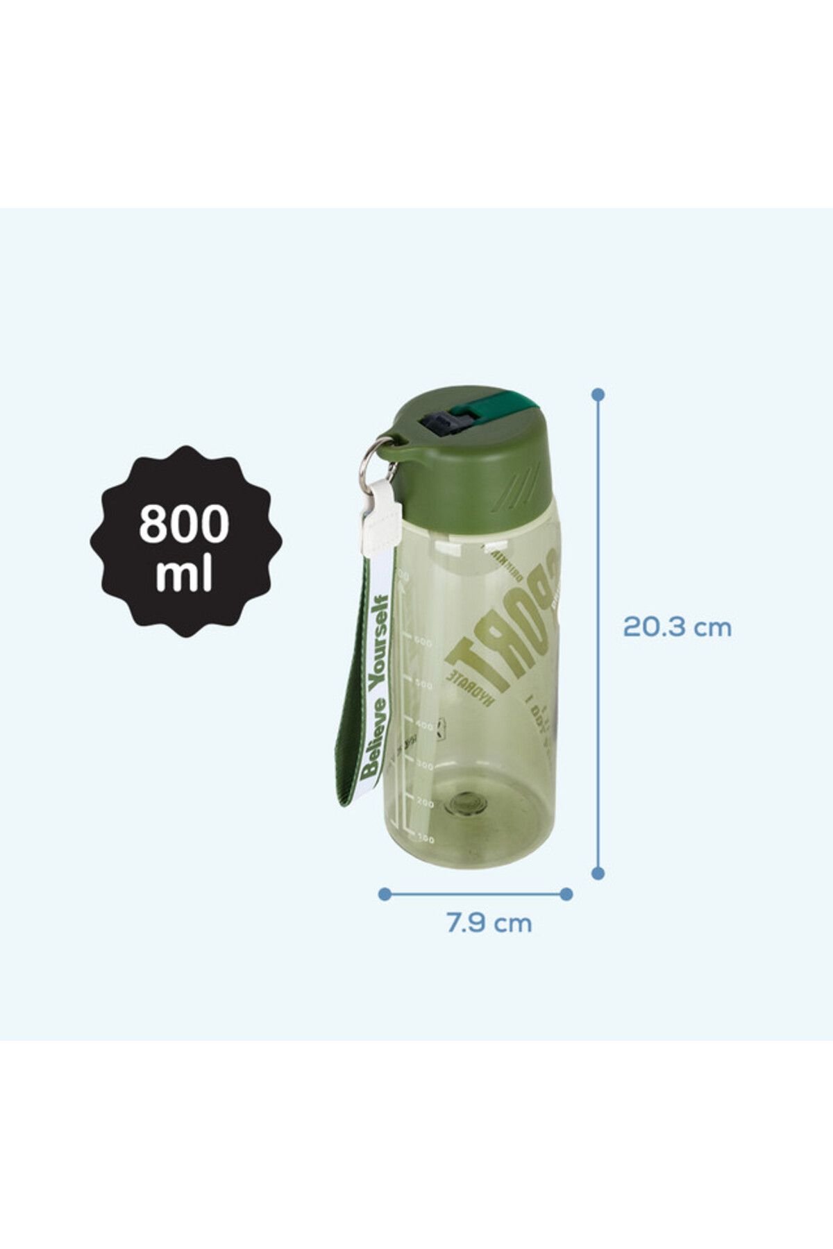 Hydrobrew-Water Bottle 800ml with Grab String - Green 6