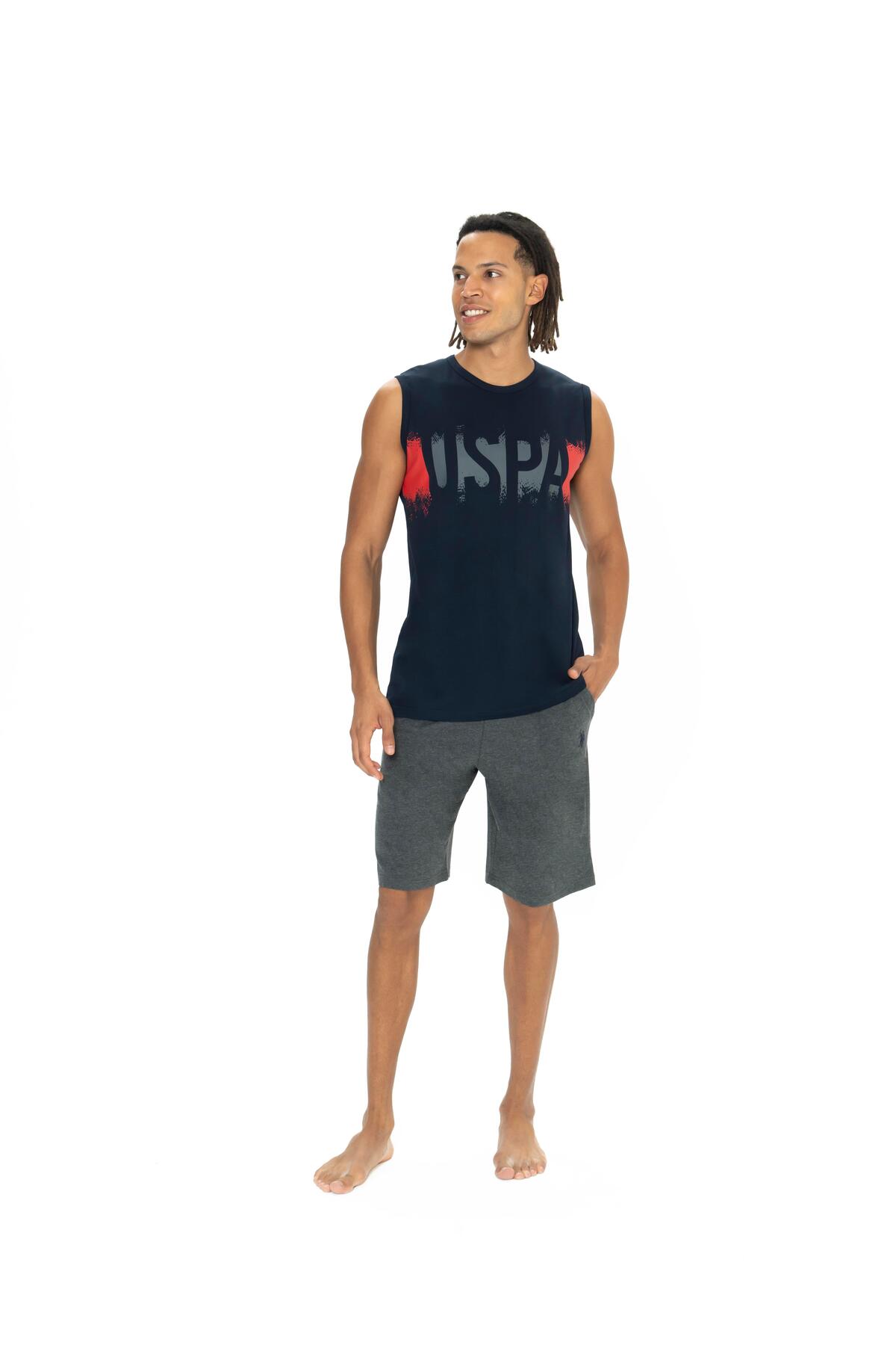 یو اس پولو ست شلوارک مردانه سرمه‌ای - 18885