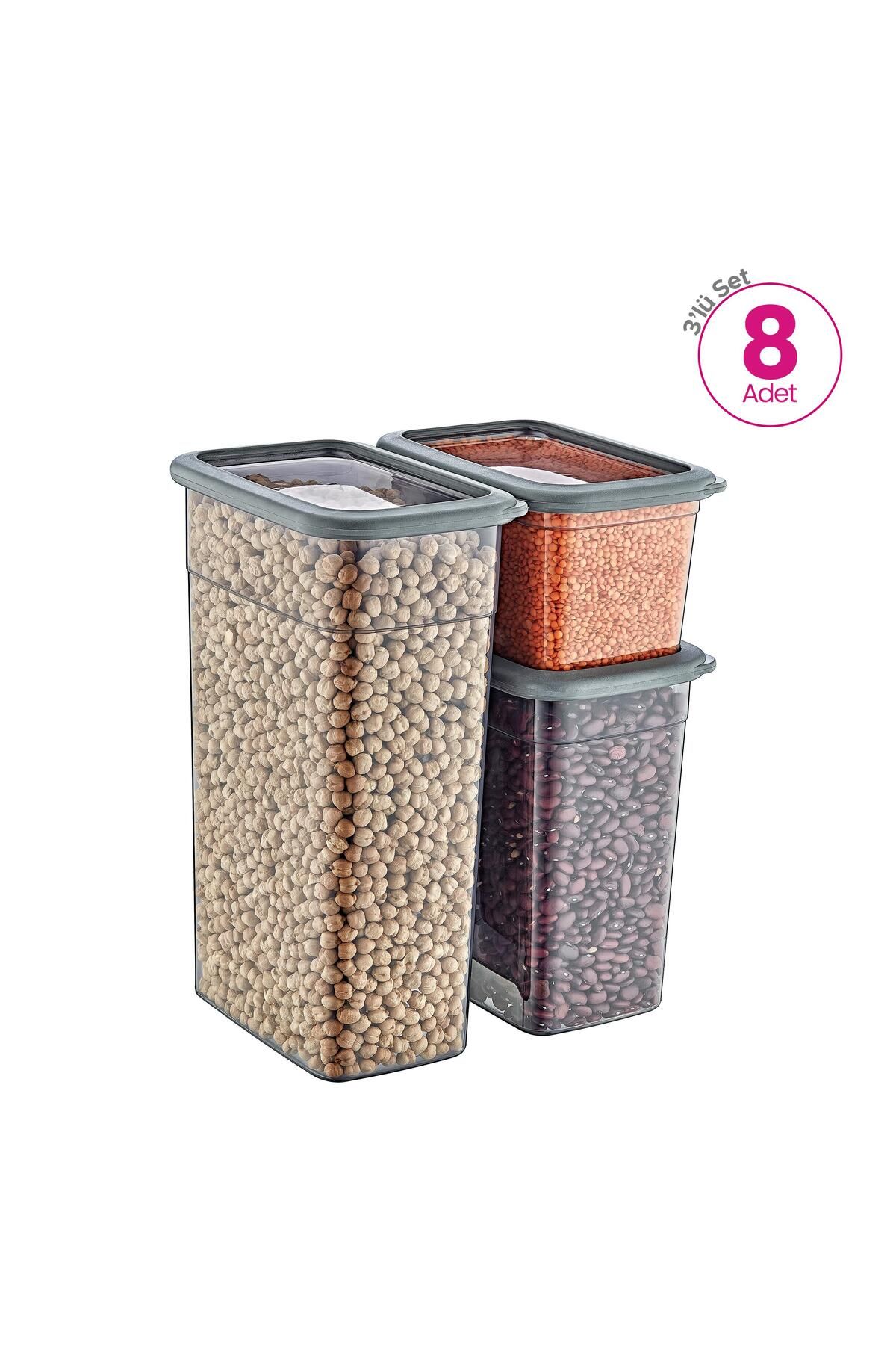 Smartware-Set of 8 Skali Rectangular Storage Containers Anthracite (Per 8 1210 Ml, 2350 Ml, 3500 ml) 5