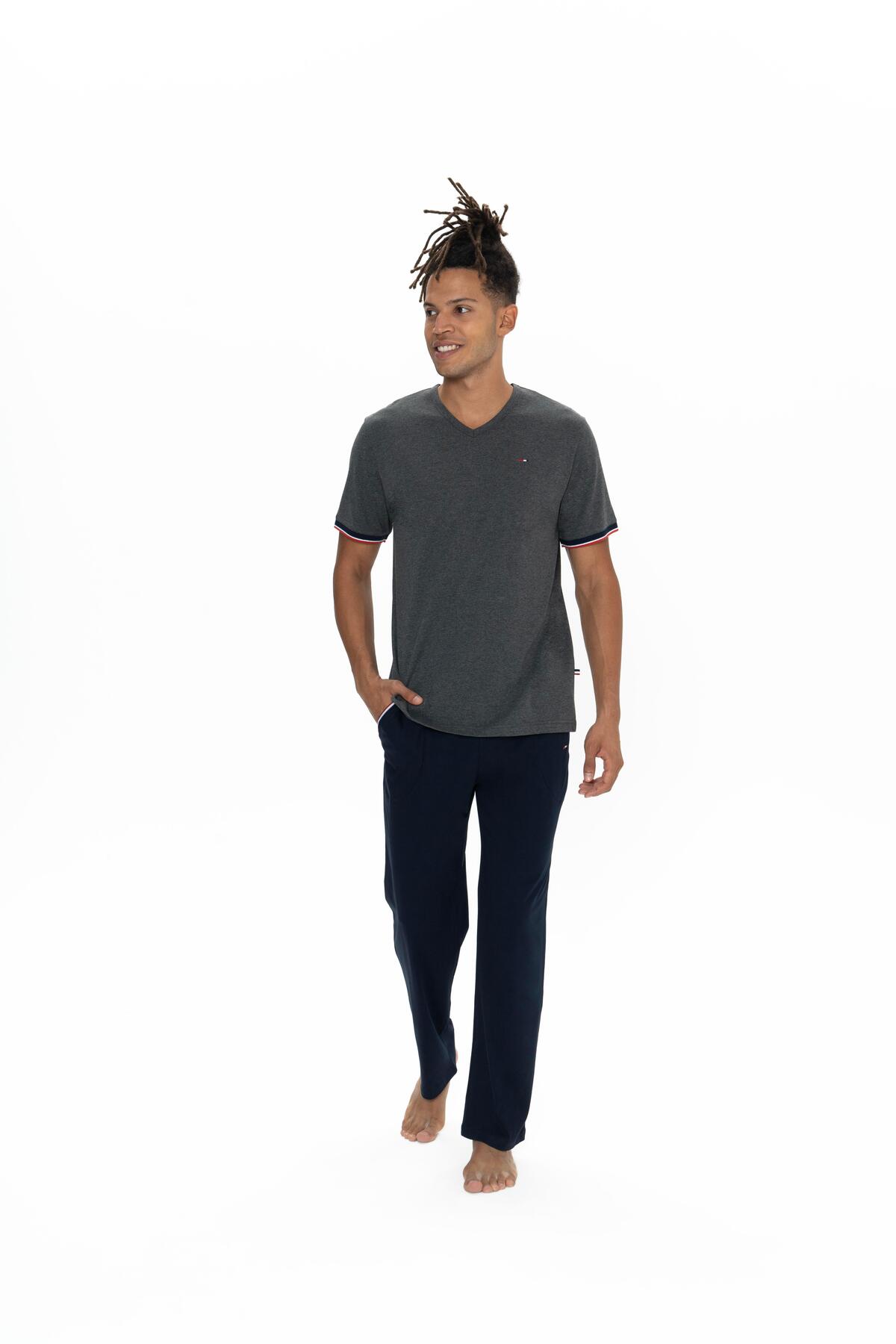 ست پیژامه و لباس خواب مردانه یقه هفت | یو اس پولو U.S. Polo Assn. 18896 TR - تصویر 2