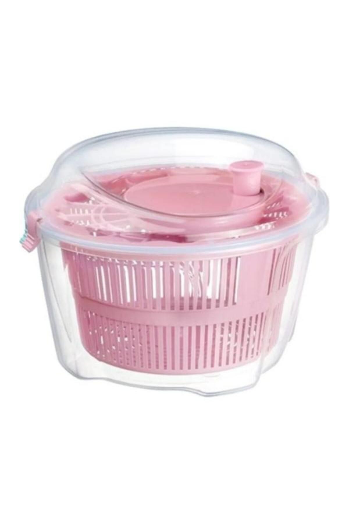 PANJI Süper Sebze ve Salata Kurutucu 4.40 lt Pratik Elle Çevirmeli Pembe Renk