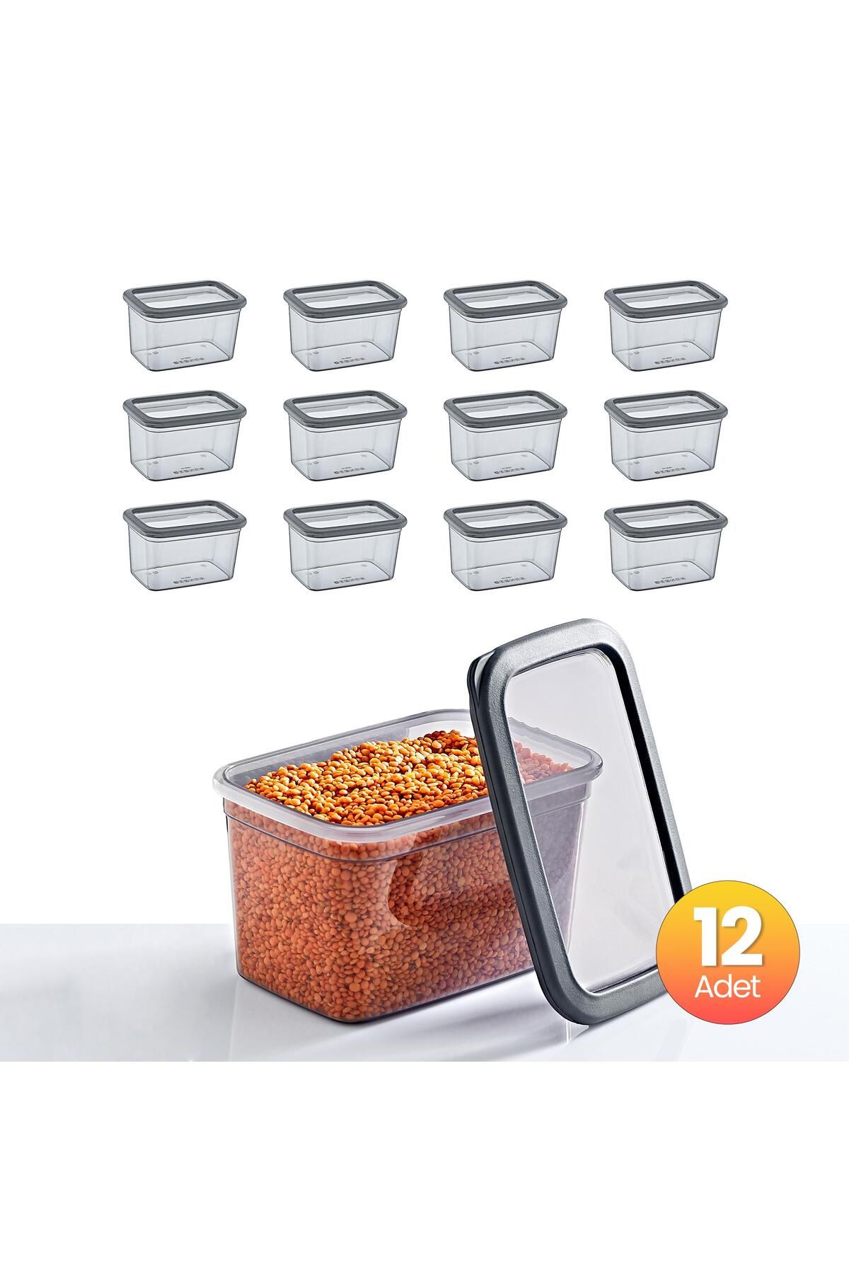 Smartware-Anthracite 1210 ml - Set of 12 Scale Rectangular Storage Containers 5