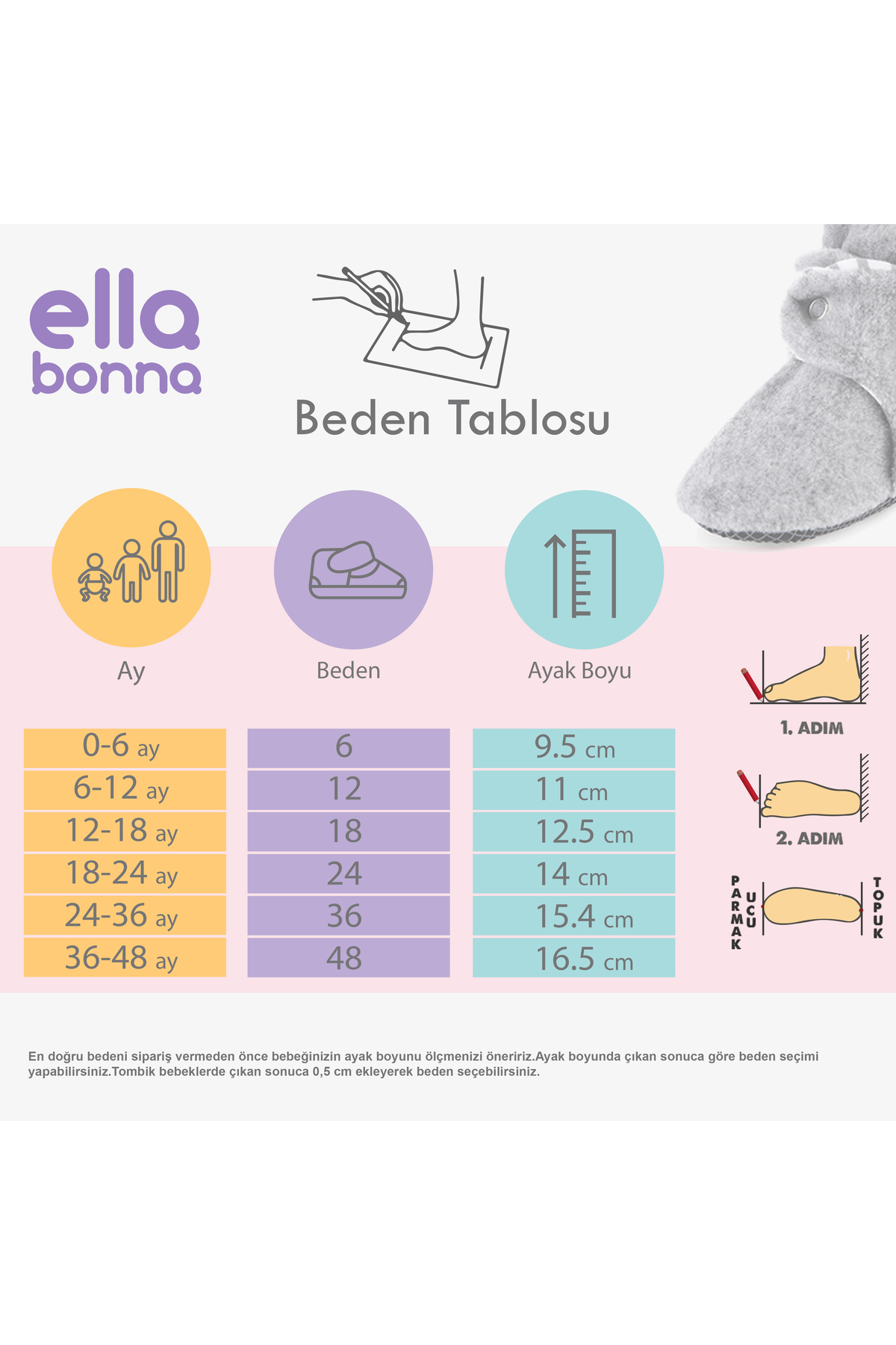 Ella Bonna Kaydırmaz Taban Bebek ve Çocuk Panduf, Organik Pamuklu Ev ve Kreş Patiği fotoğrafı 3 (önizleme)