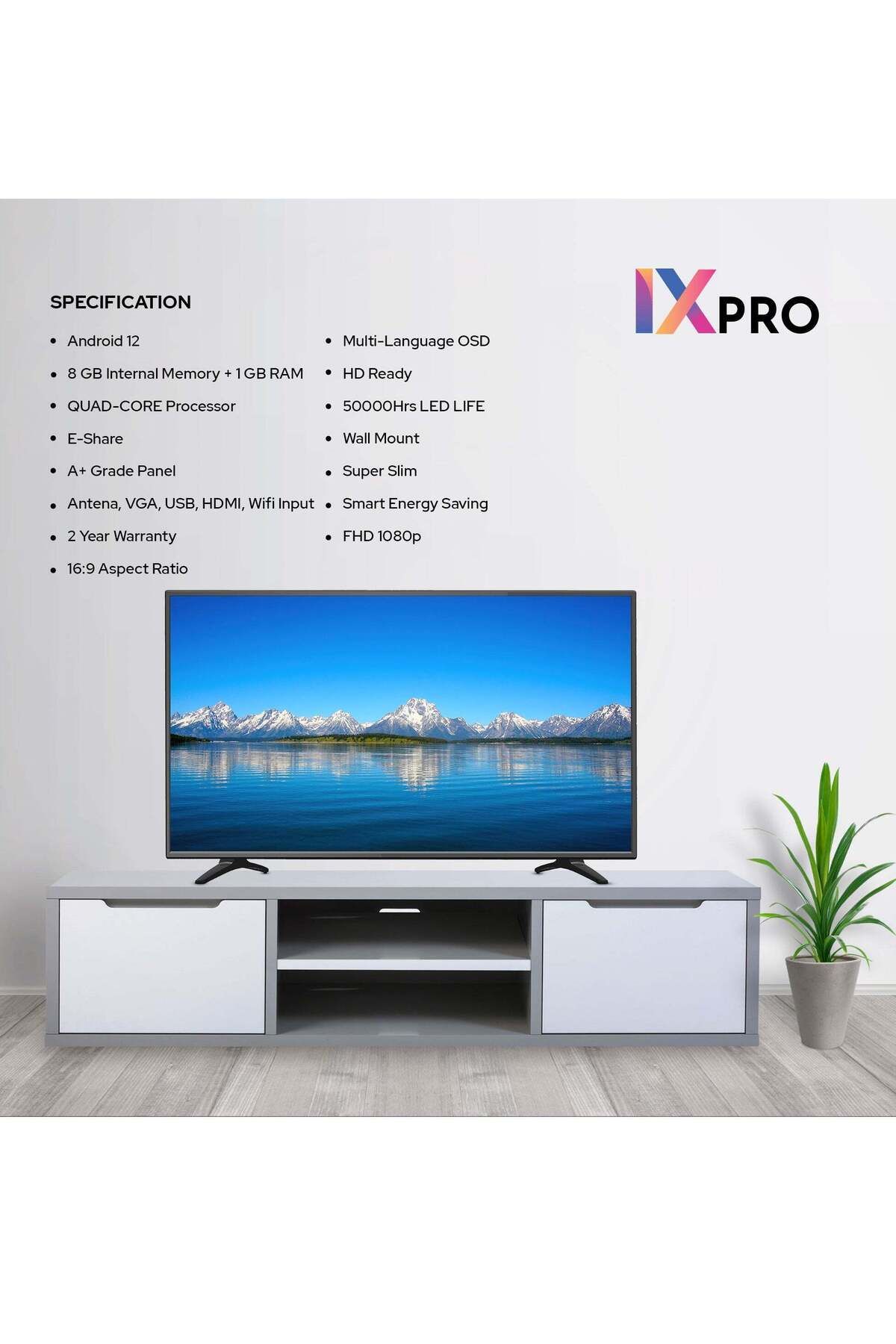 IXPRO-32 Inch HD Smart TV-Frame Less Design Mirror Cast And E-Share, HDMI\USB\ Wi-Fi,Netflix, YouTube 2