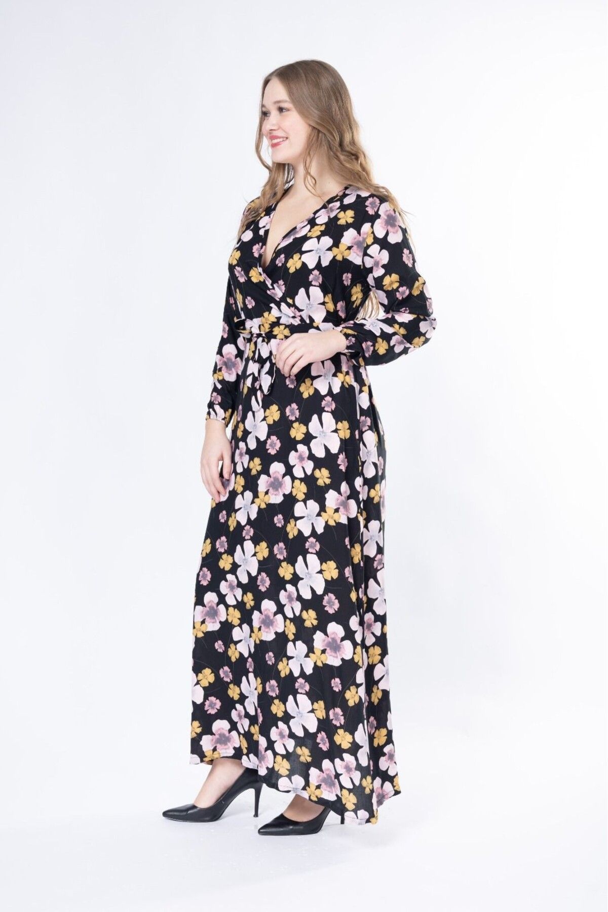 mervemoda-Summer Woven Long Sleeve Long Dress 1