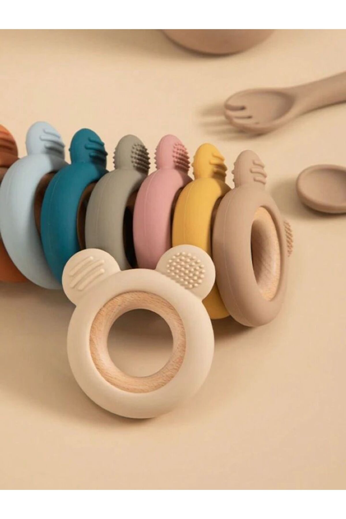 Elias Baby Bebek Diş Kaşıyıcı Slikon ve Ahşap Diş Kaşıyıcı Oyuncağı fotoğrafı 4 (önizleme)