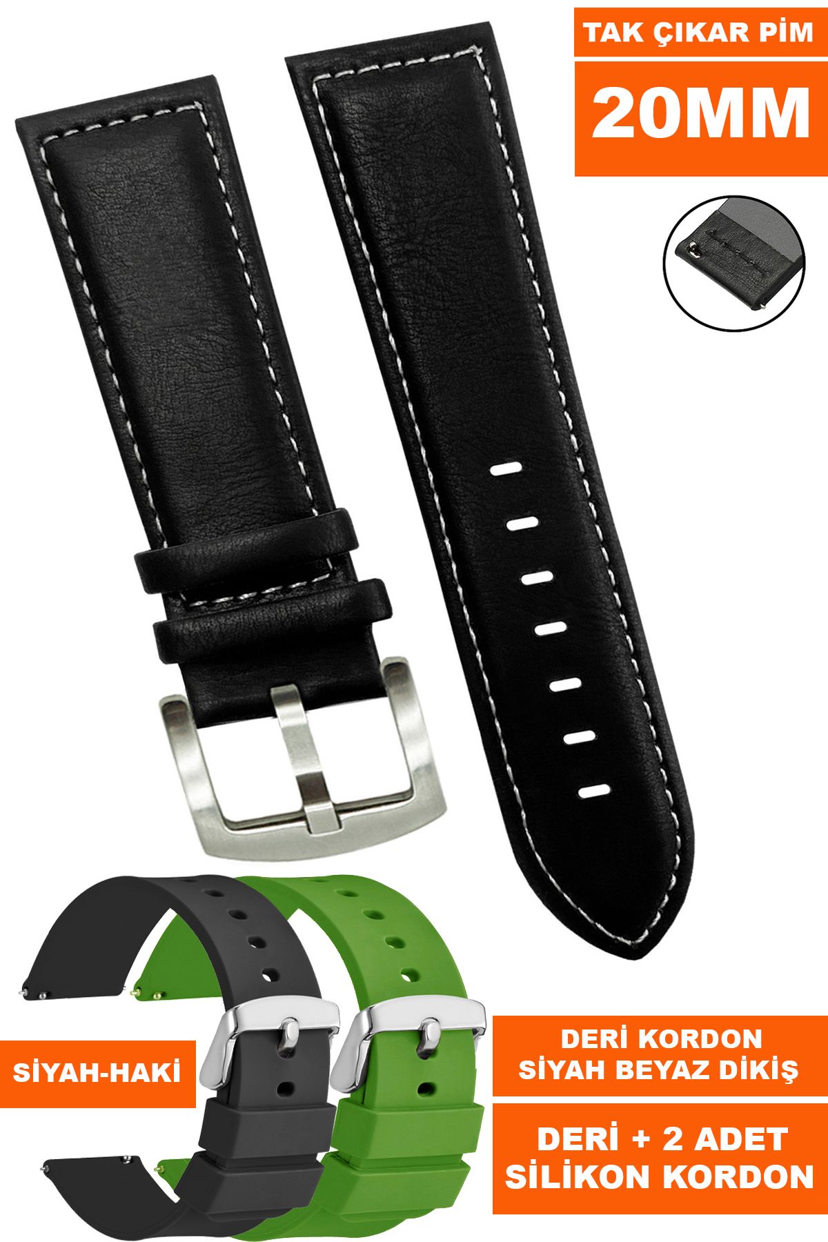 Trendburada-20mm Fossil-Welder-Wesse-Casio-Armani-Omega-Seiko-Tissot Watch Band Strap - Leather Silicone A11 1