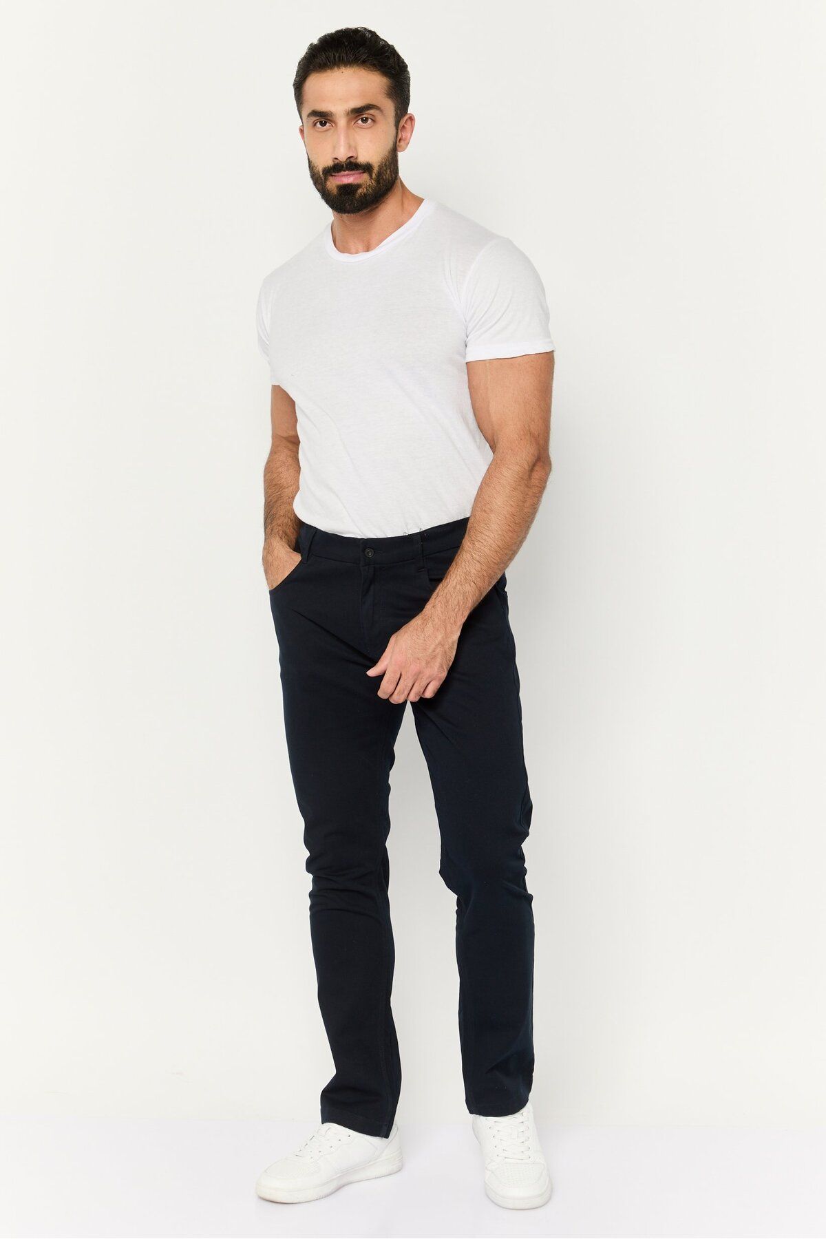 French Connection-Men Regular Fit Plain Chino Pants, Navy 2