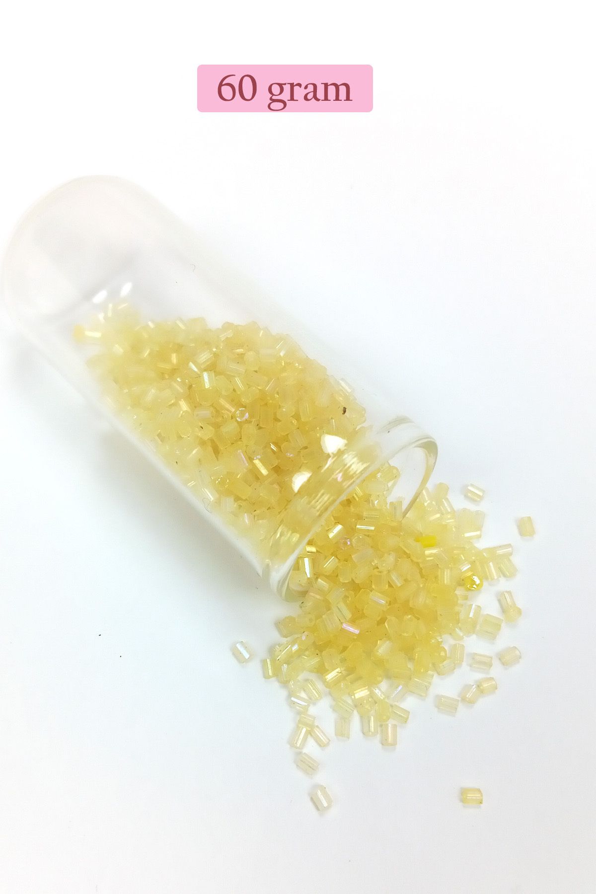 Mu Art Kesme Cam Boncuk 2Mm - 60 Gram - Şeffaf Sarı - Bnc351