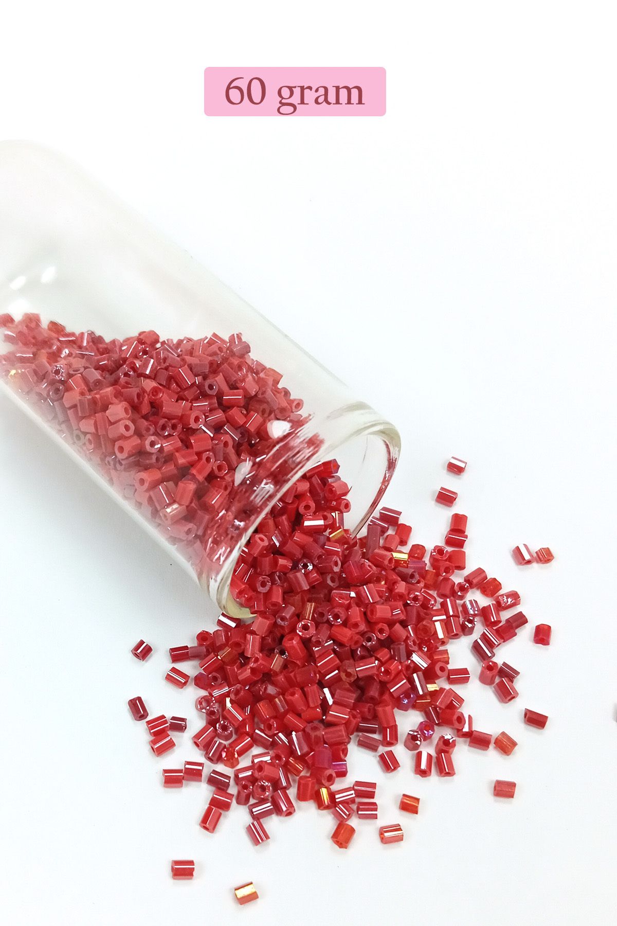 Mu Art Kesme Cam Boncuk 2Mm - 60 Gram - Koyu Kırmızı - Bnc370