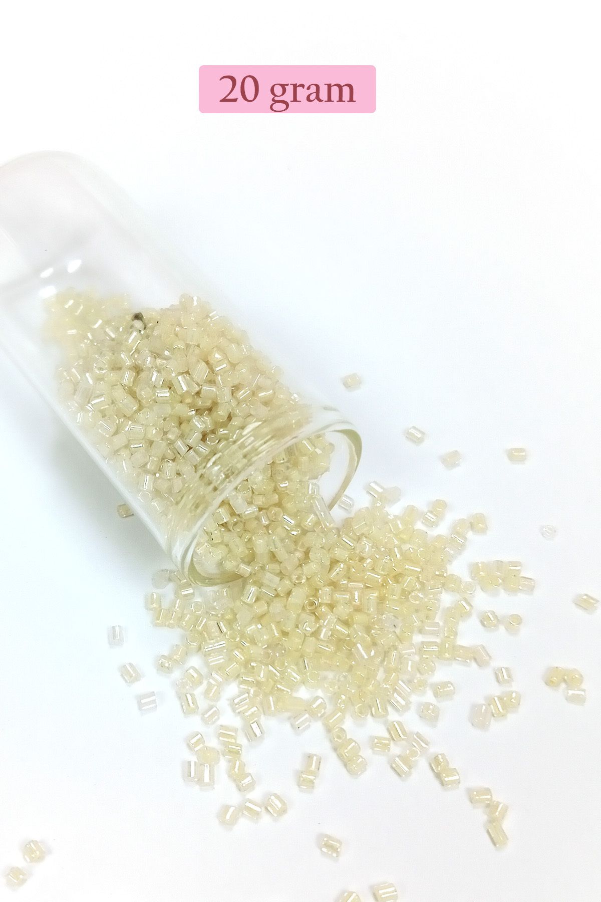 Mu Art Kesme Cam Boncuk 2Mm - 20 Gram - Şeffaf Krem -Bnc339