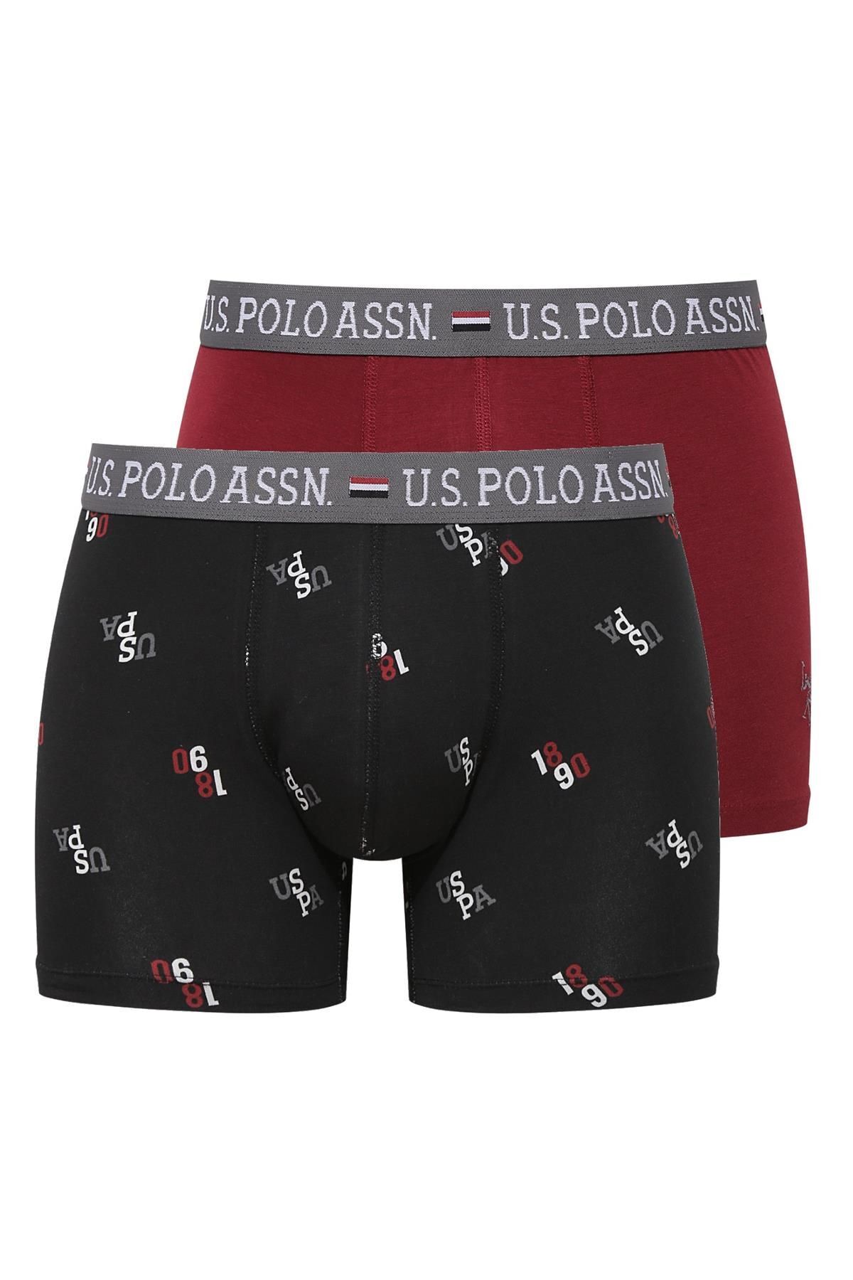 یو اس پولو شورت بوکس مردانه مدل Modal مدل U.S. Polo Assn. 80487 - زرشکی و مشکی