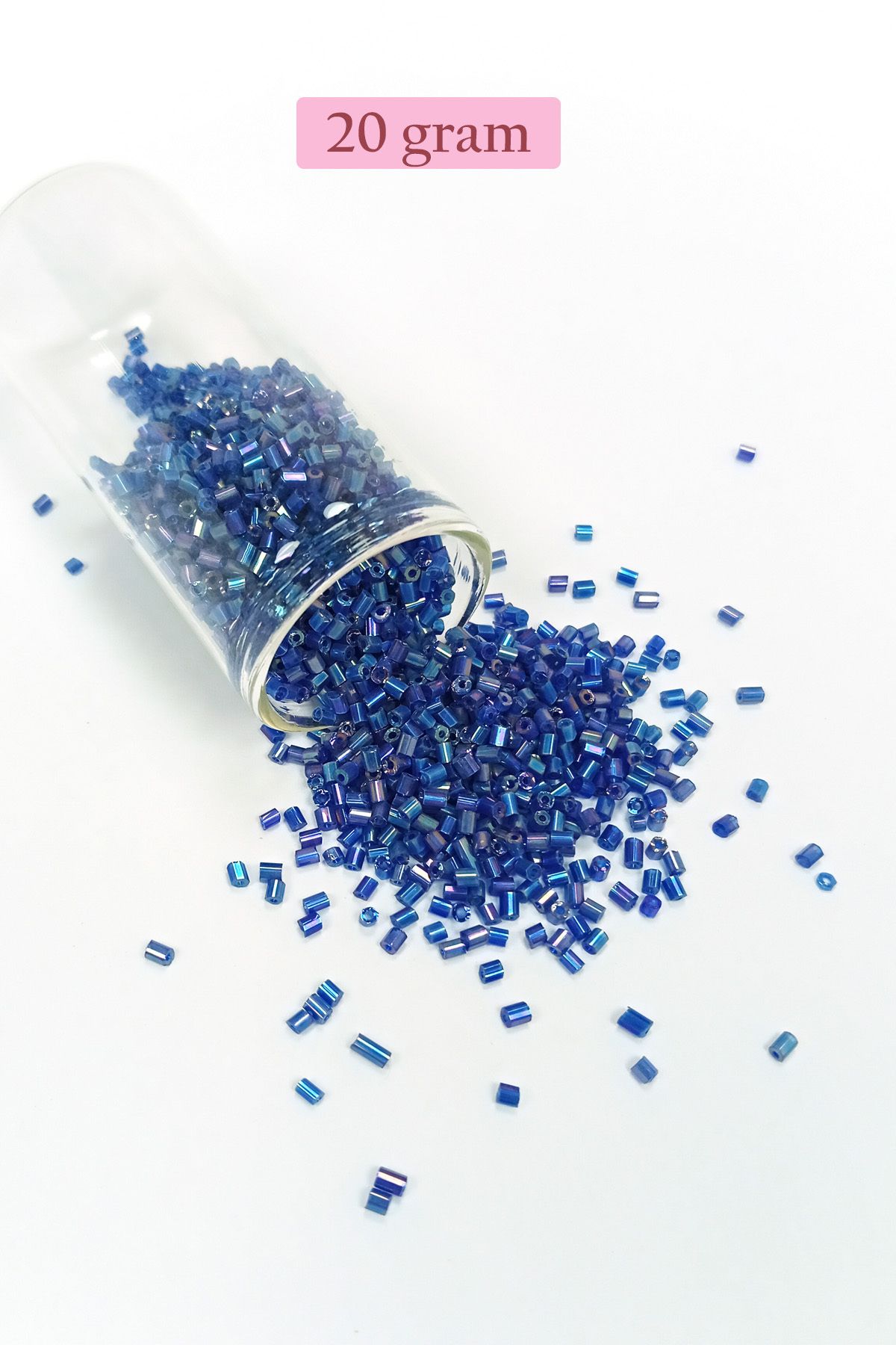 Mu Art Kesme Cam Boncuk 2Mm - 20 Gram - Koyu Mavi -Bnc344