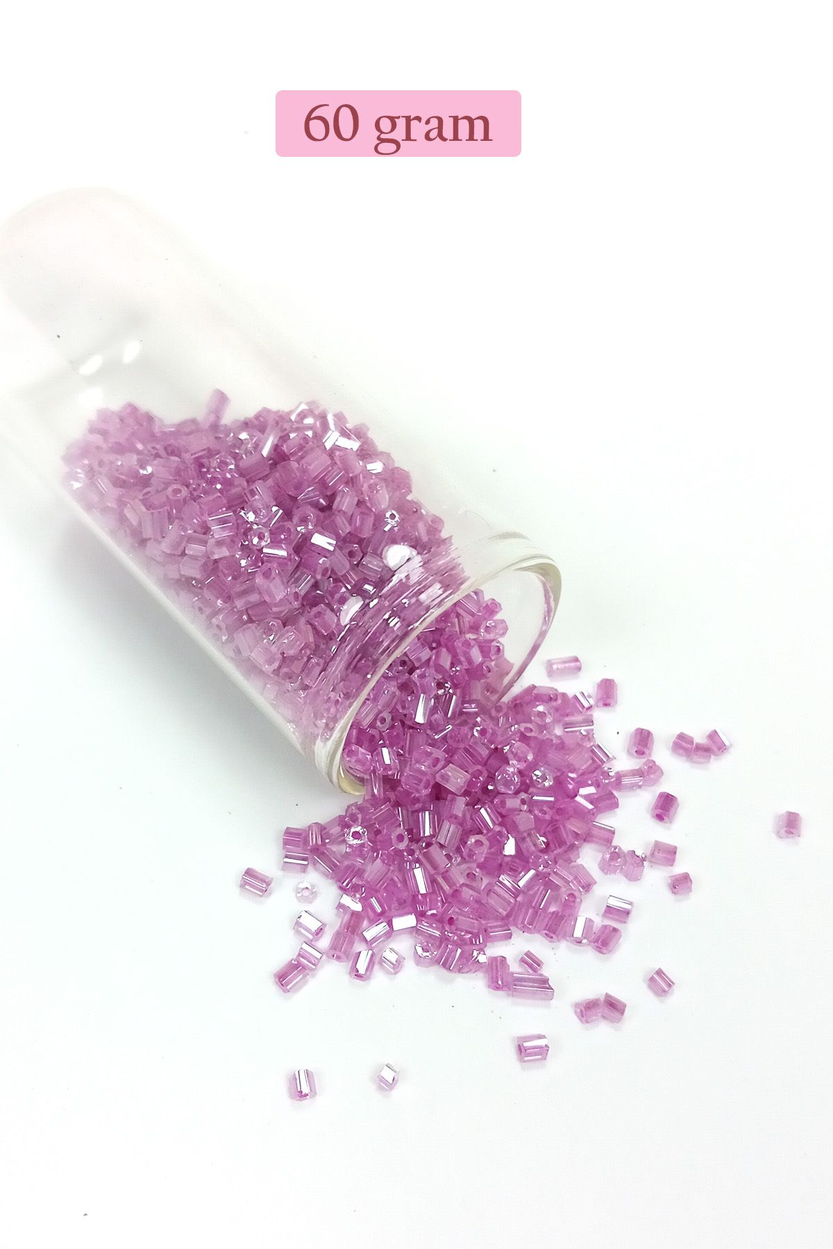 Mu Art Kesme Cam Boncuk 2Mm - 60 Gram - Şeffaf Eflatun - Bnc359