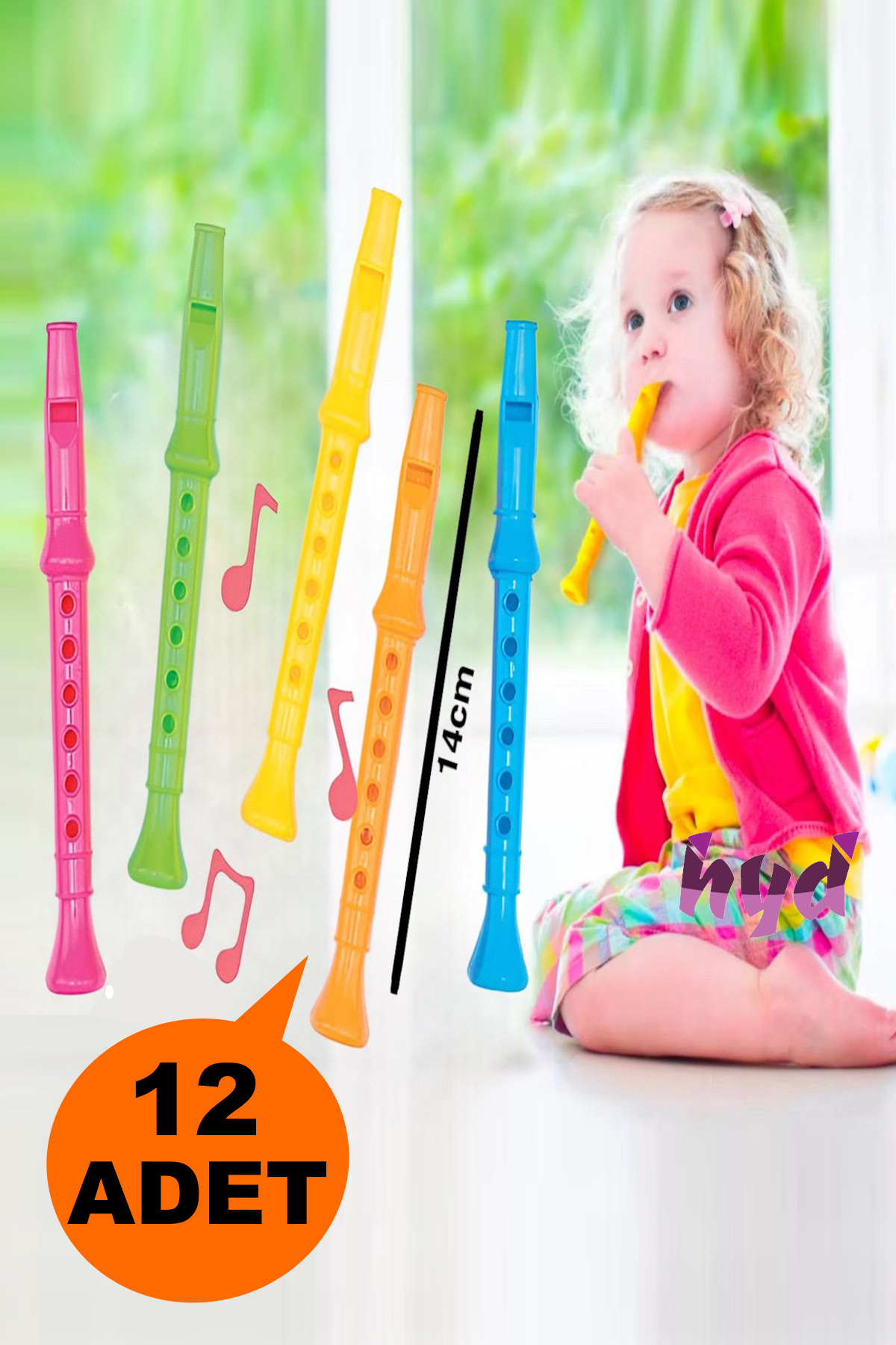 12Pcs Toy Colorful Plastic Mini Flute Musical Instrument 14cm Preschool Birthday Scorecard Gift