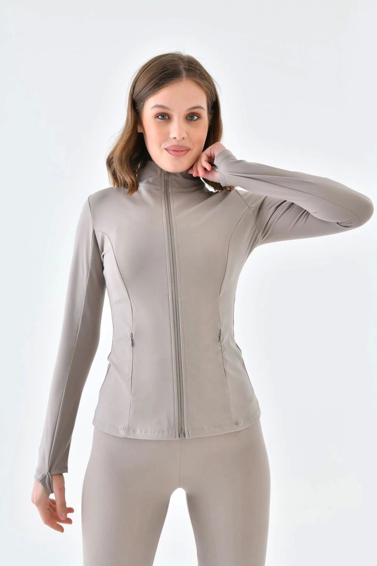 EMNY Ekru Comfort Light Warm Ceket Sporcu Hırkası görsel 2