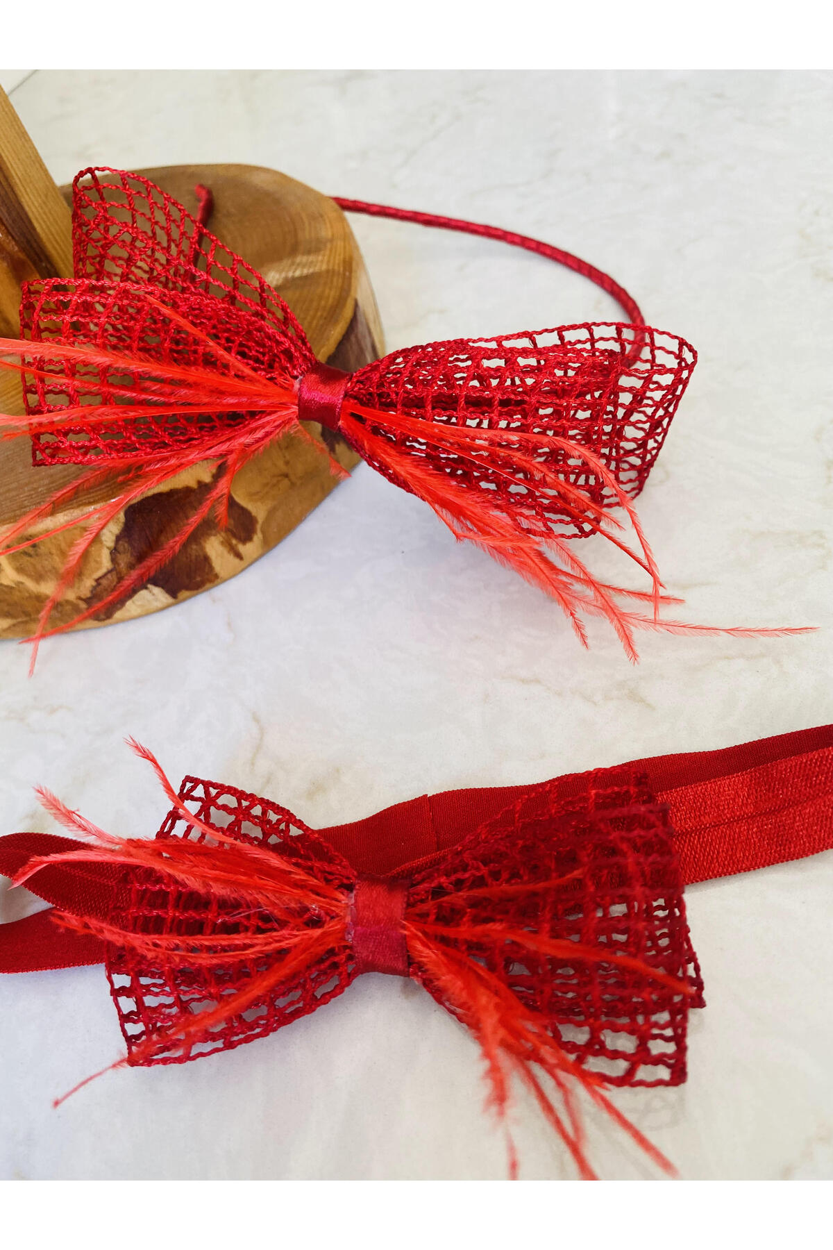 Stilo Hüner Aksesuar Kadın Anne Bebek Kırmızı Lohusa Taç Bandana fotoğrafı 2 (önizleme)