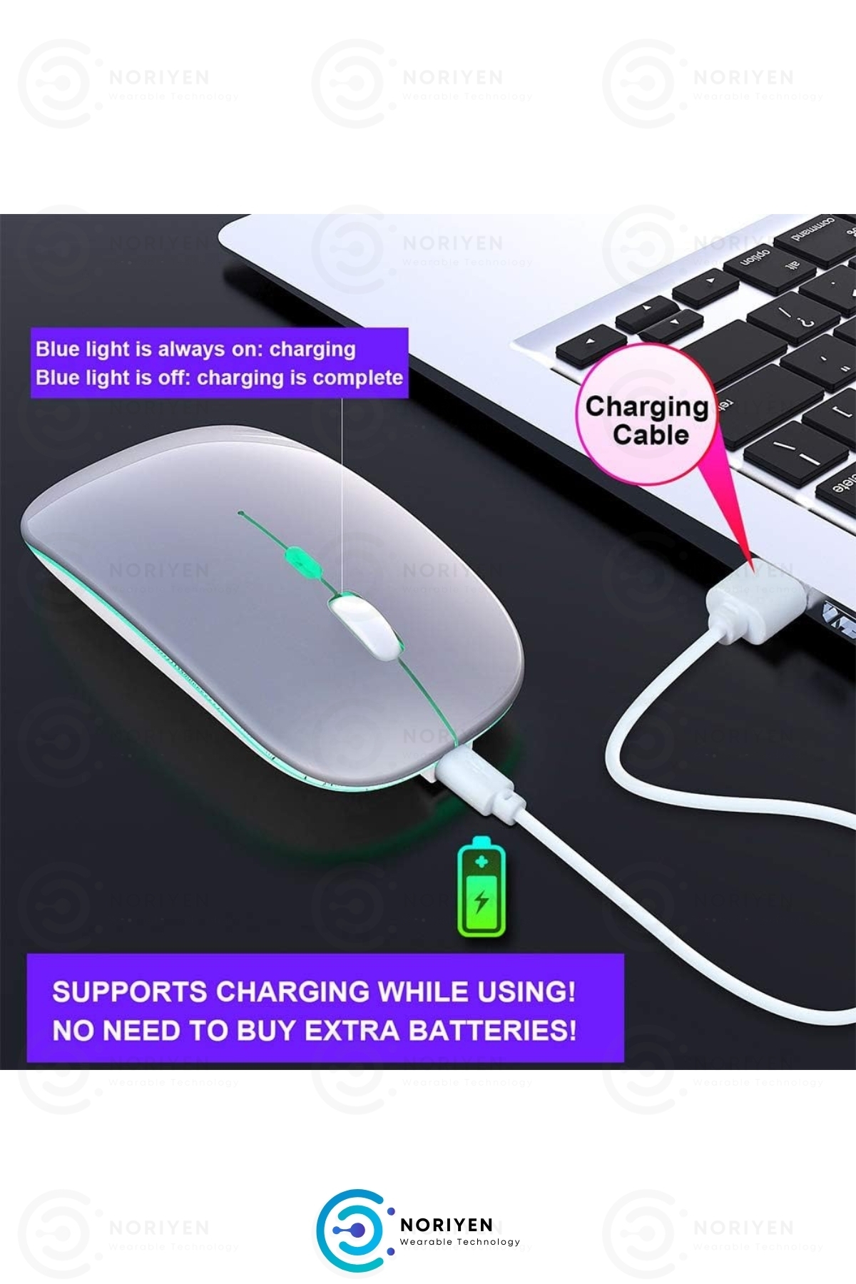 Silent Plus RGB Işıklı Ultra Hafif Konfor Modeli 4 Tuşlu 2.4G Kablosuz Wireless Bluetooth M2 Mouse