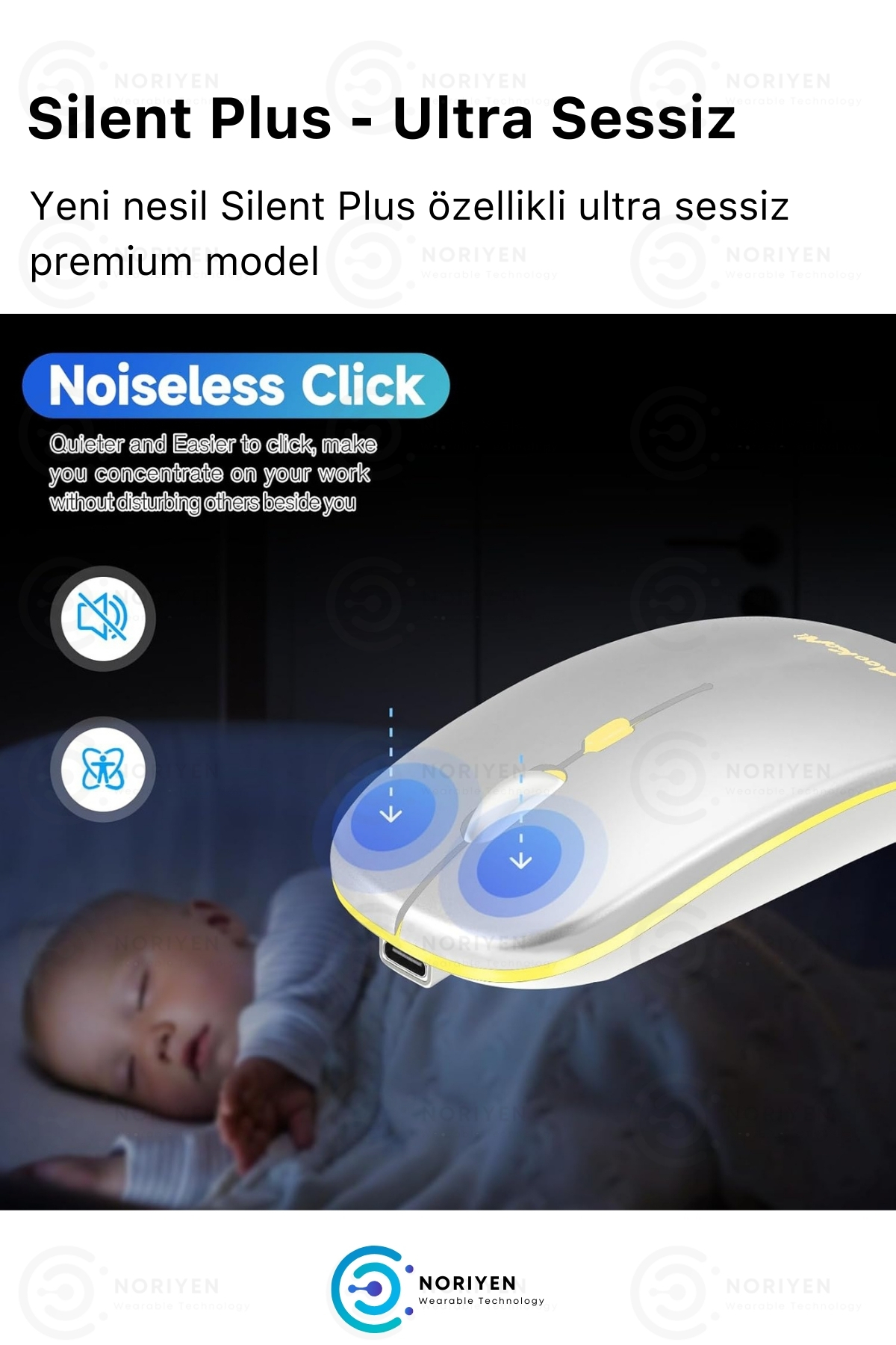 Silent Plus RGB Işıklı Ultra Hafif Konfor Modeli 4 Tuşlu 2.4G Kablosuz Wireless Bluetooth M2 Mouse