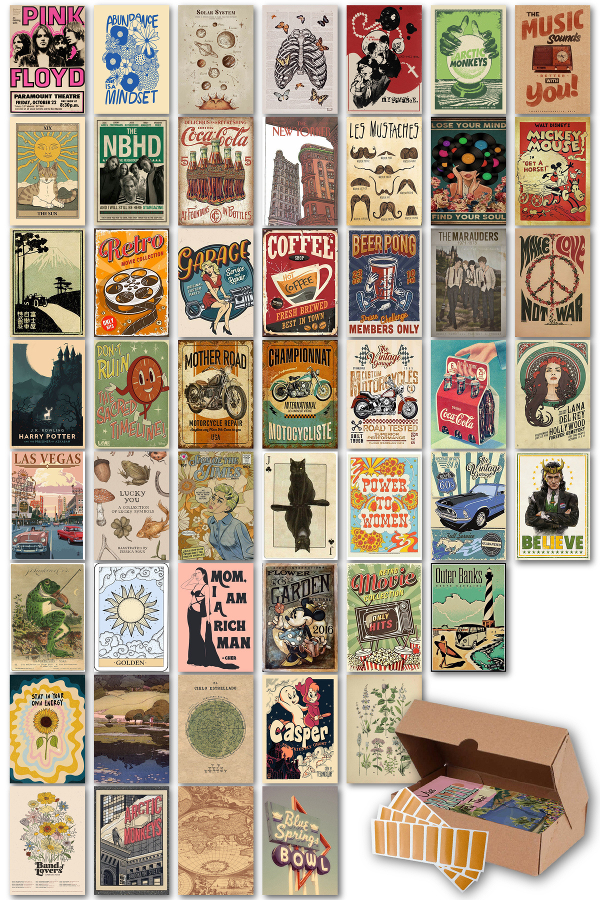 NeoPrint Nostaljik Vintage Duvar Dekoru Kart Poster Retro Albüm Kapakları Afişler ve Sayfalar