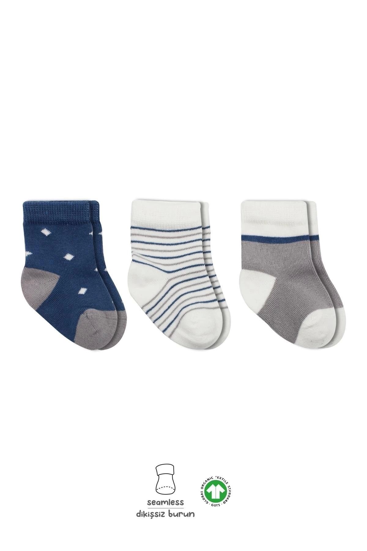 Dilara Boutique-Akm Life 3-Piece Combed Cotton Men's Socks Bs10111 Indigo 1