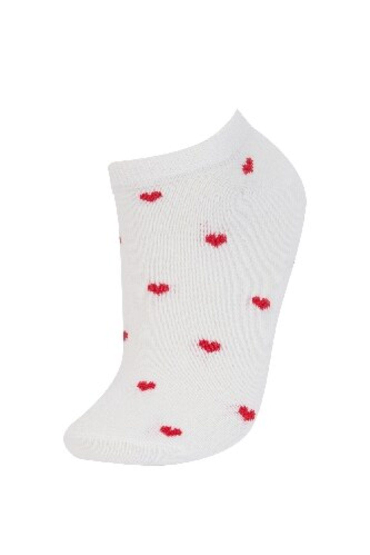 DeFacto-3-teilige Baumwoll-Booties-Socken für Damen mit Herzmotiv E2134axns 4