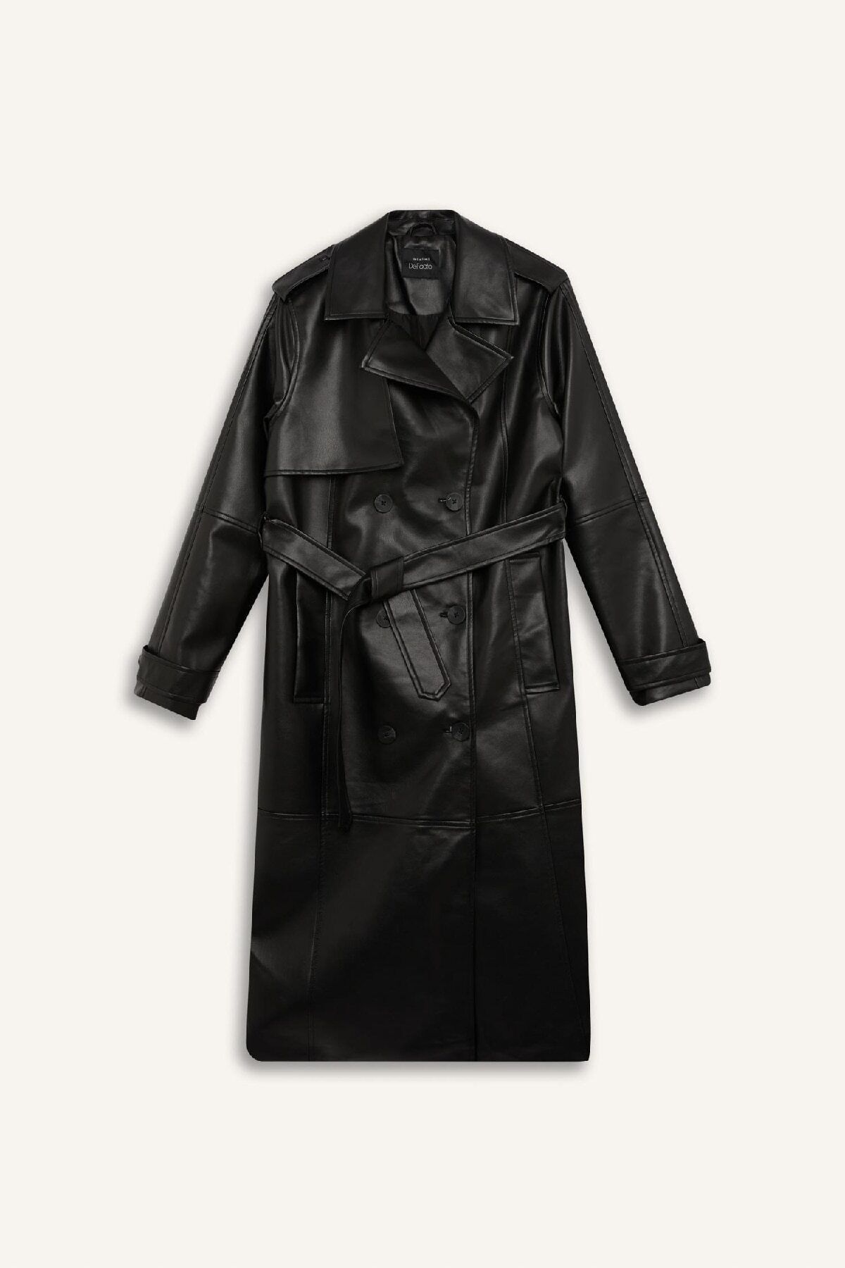 DeFacto-Water Repellent Trench Coat Double Breasted Collar Buttoned Belted Pocket A7960Ax25Sp 7