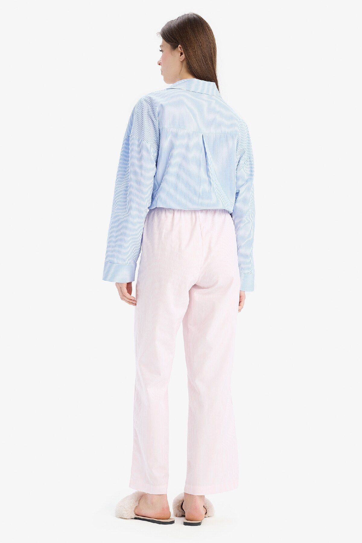 DeFacto-Long Length Poplin Pajamas Bottom-Fall in Love E5769Ax25Sp 6