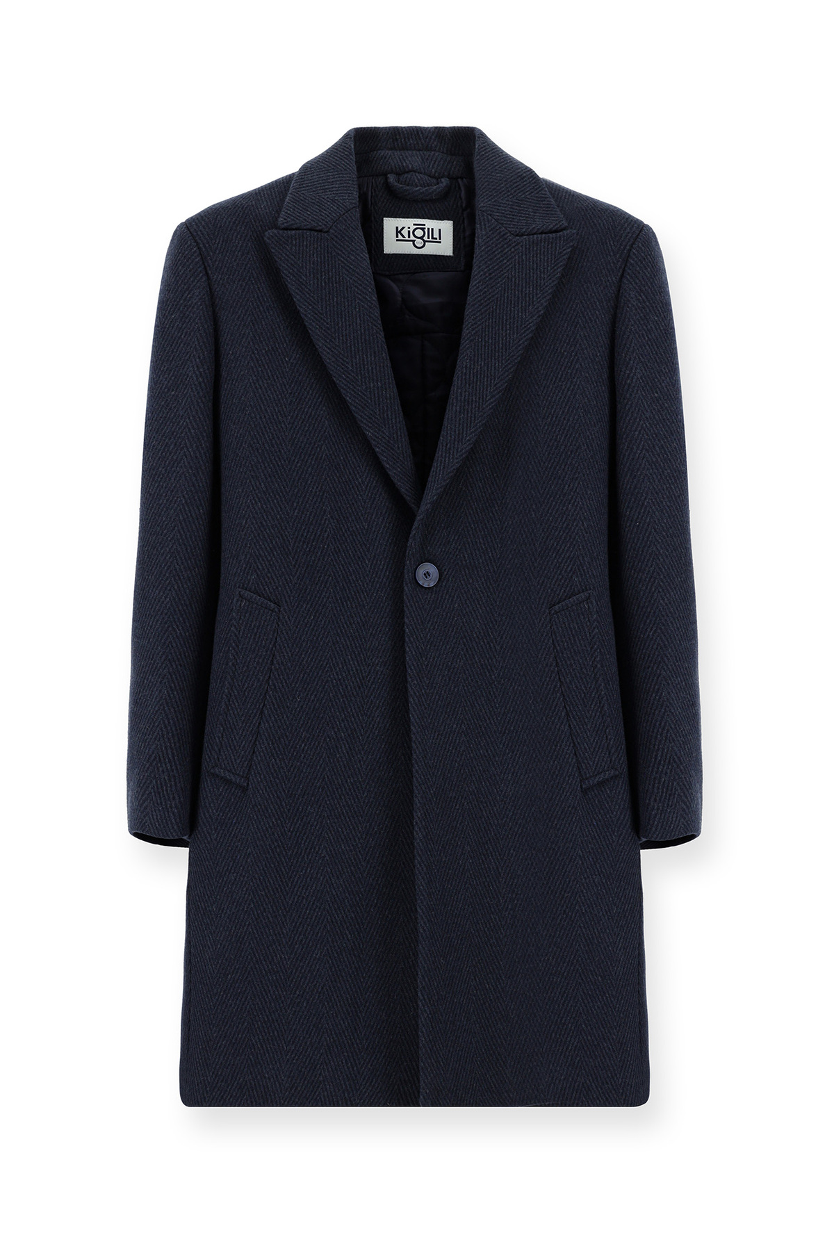 Kiğılı  Yünlü Oversize Desenli Klasik Palto - Görsel 2