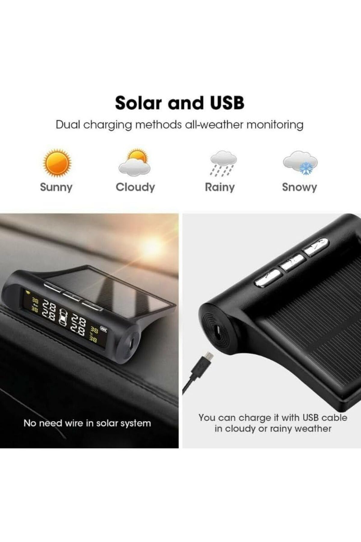 fulina-Tire Pressure Monitoring System, Digital LCD Display,USB Auto Security Alarm Tire Pressure Sensor 6