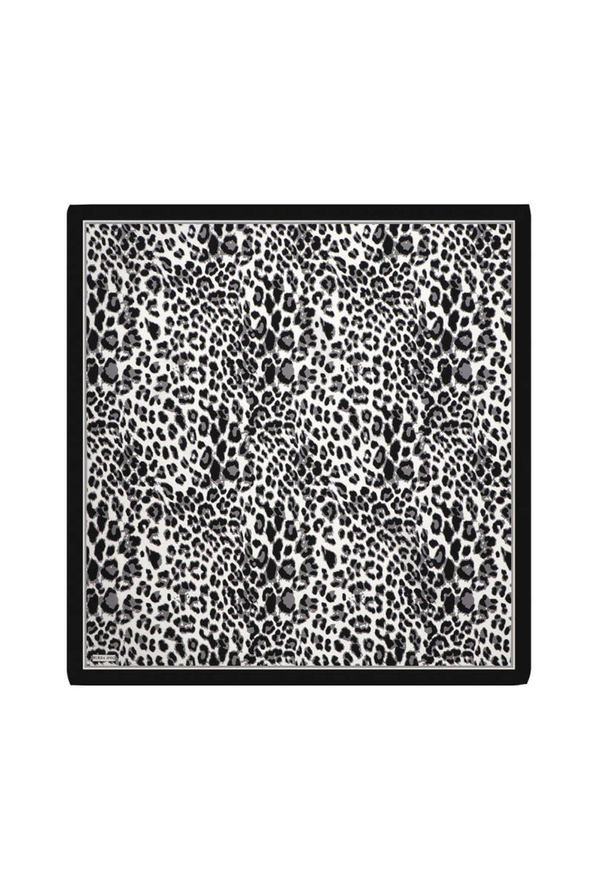 Bursa İpek-Eșarfă de mătase cu model leopard negru 1