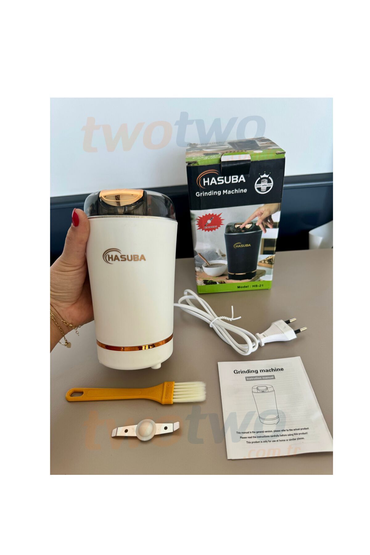 Two Two-White Automatic Coffee and Spice Grinder-With Spare Blade-Quality Durable-Practical Mini Grinder 1