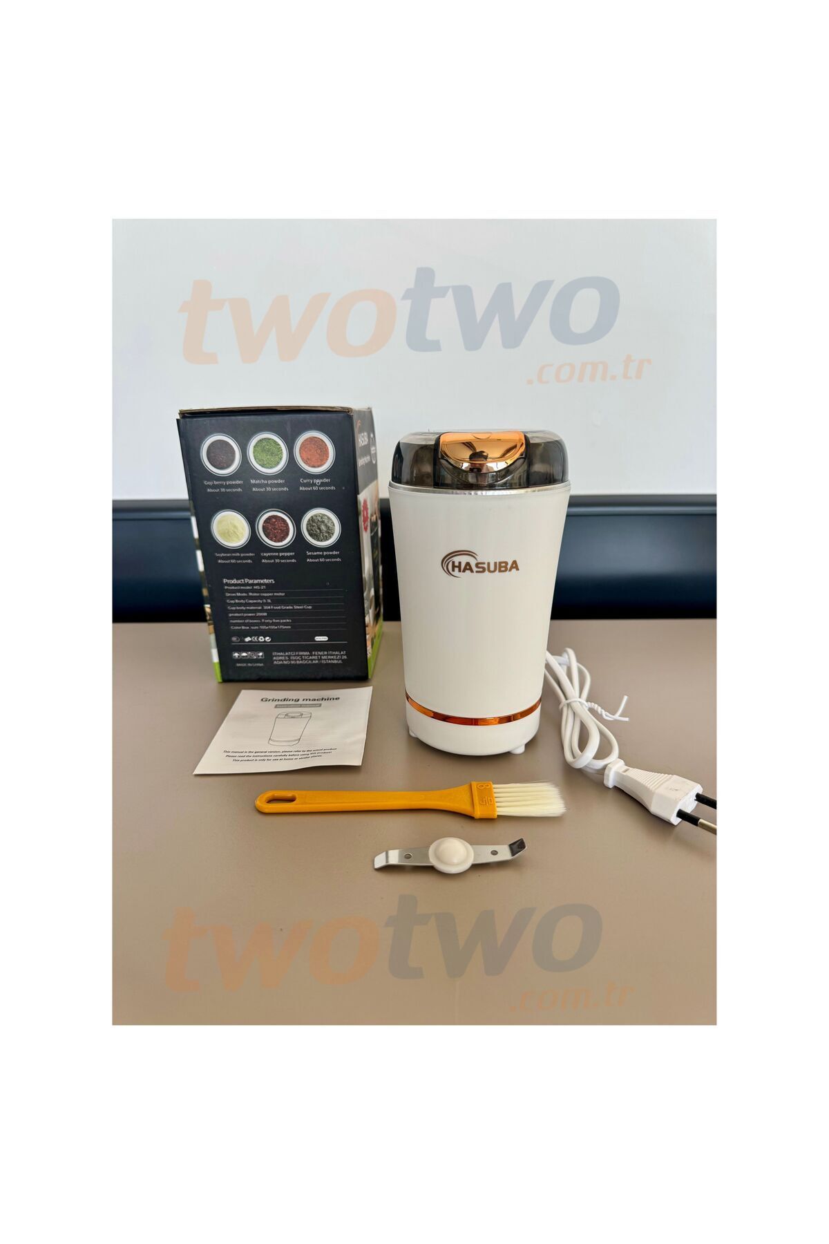 Two Two-White Automatic Coffee and Spice Grinder-With Spare Blade-Quality Durable-Practical Mini Grinder 2