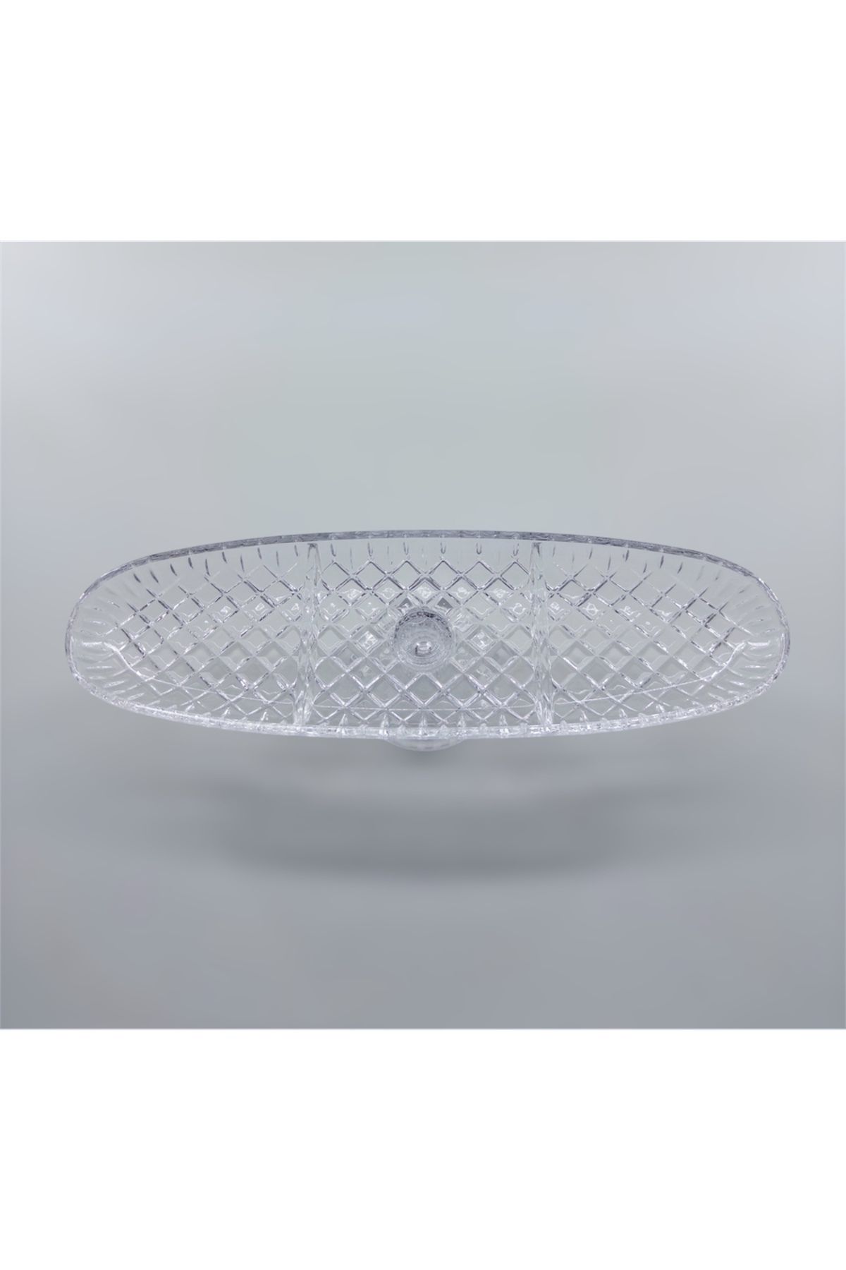 Alegre Glass-Kafes Design Handmade Glass Boat Plate 3 Compartment With Stand 41x12 Cm 5