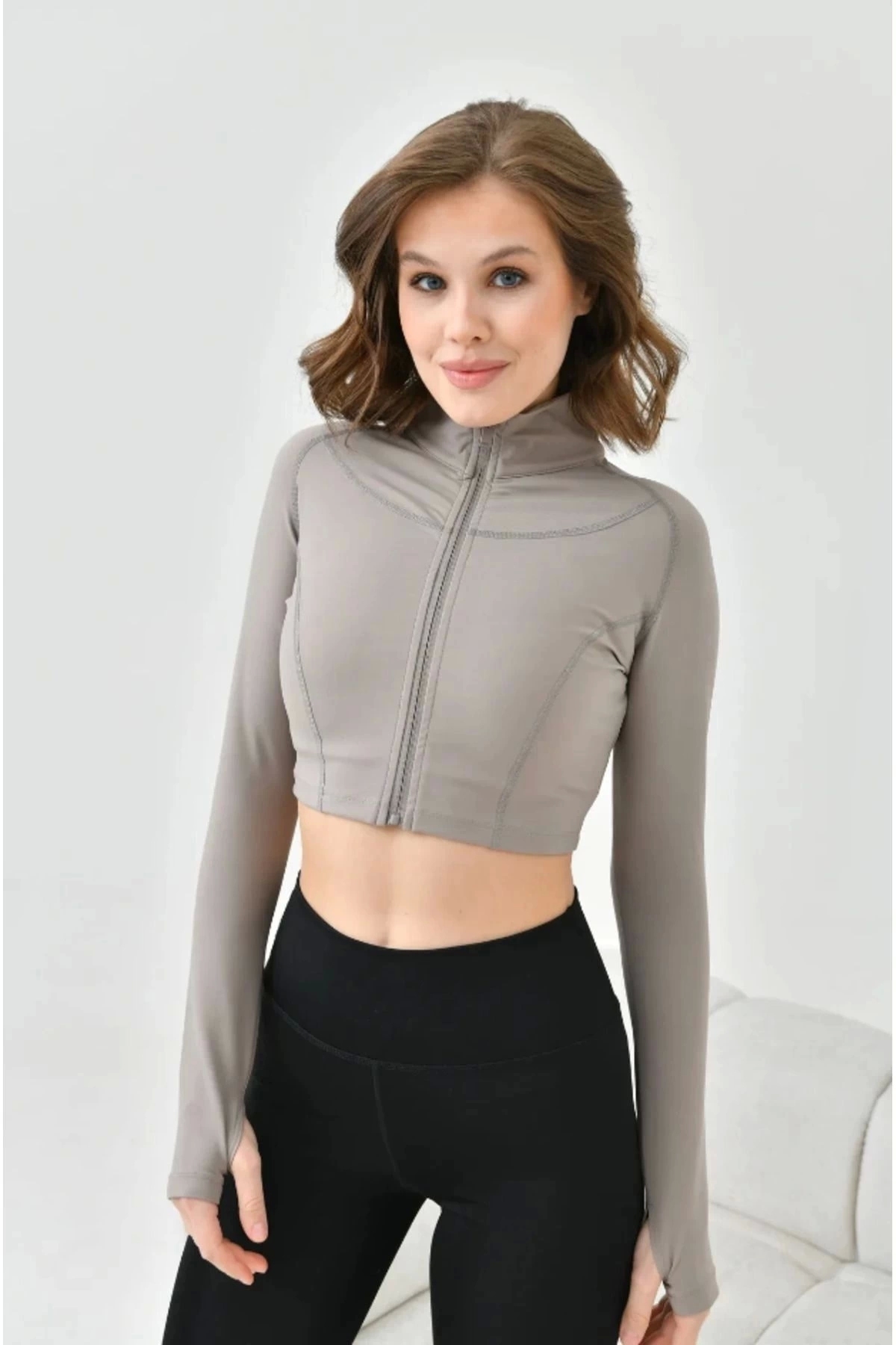 EMNY Kadın Crop Spor Ceket görsel 3