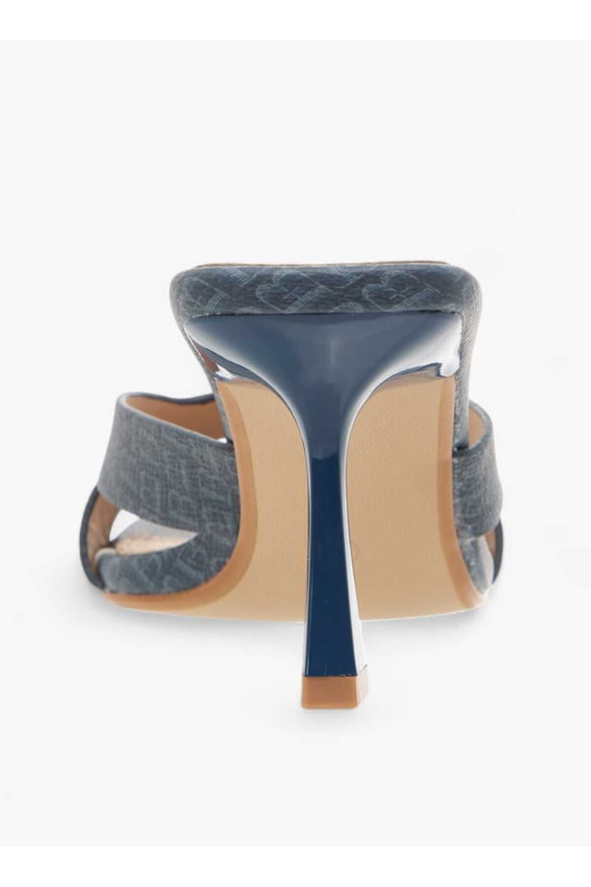 Flora Bella by Shoexpress-Flora Bella Monogram Print Slip-On Sandals with Flared Heels 5