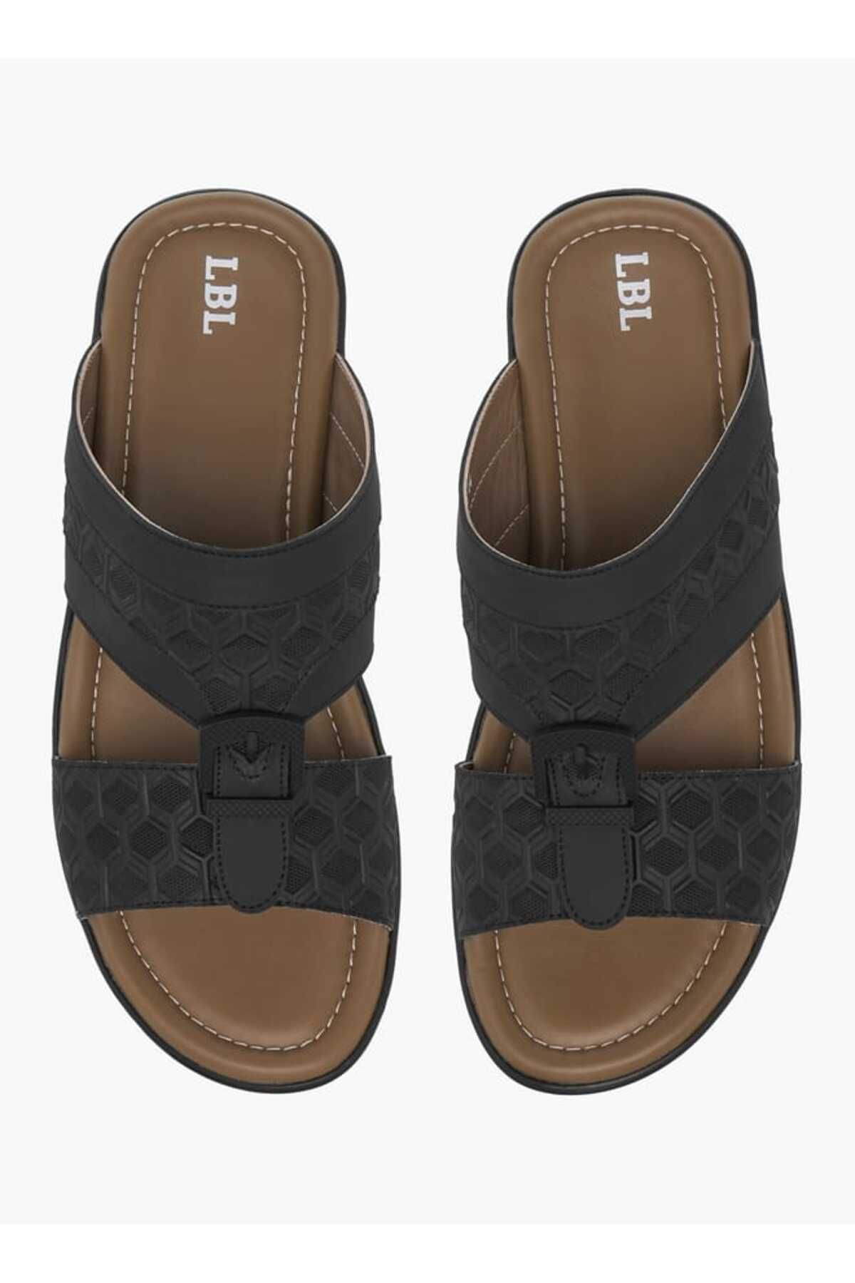 LBL by Shoexpress-LBL by Shoexpress Textured Slip-On Arabic Sandals with Buckle Detail 1