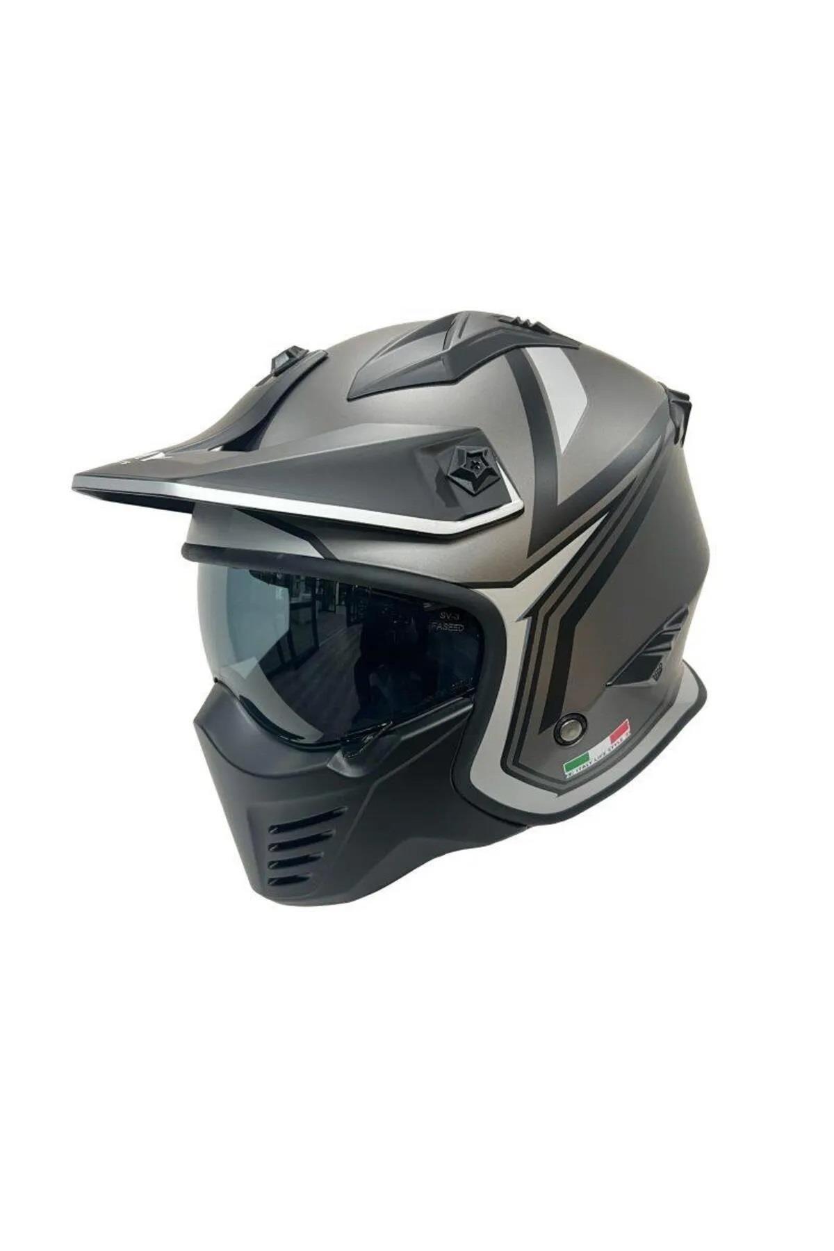 Sway - FS-X2 TOKYO FULLFACE KASK - TİTANYUM BEYAZ SİYAH - Large