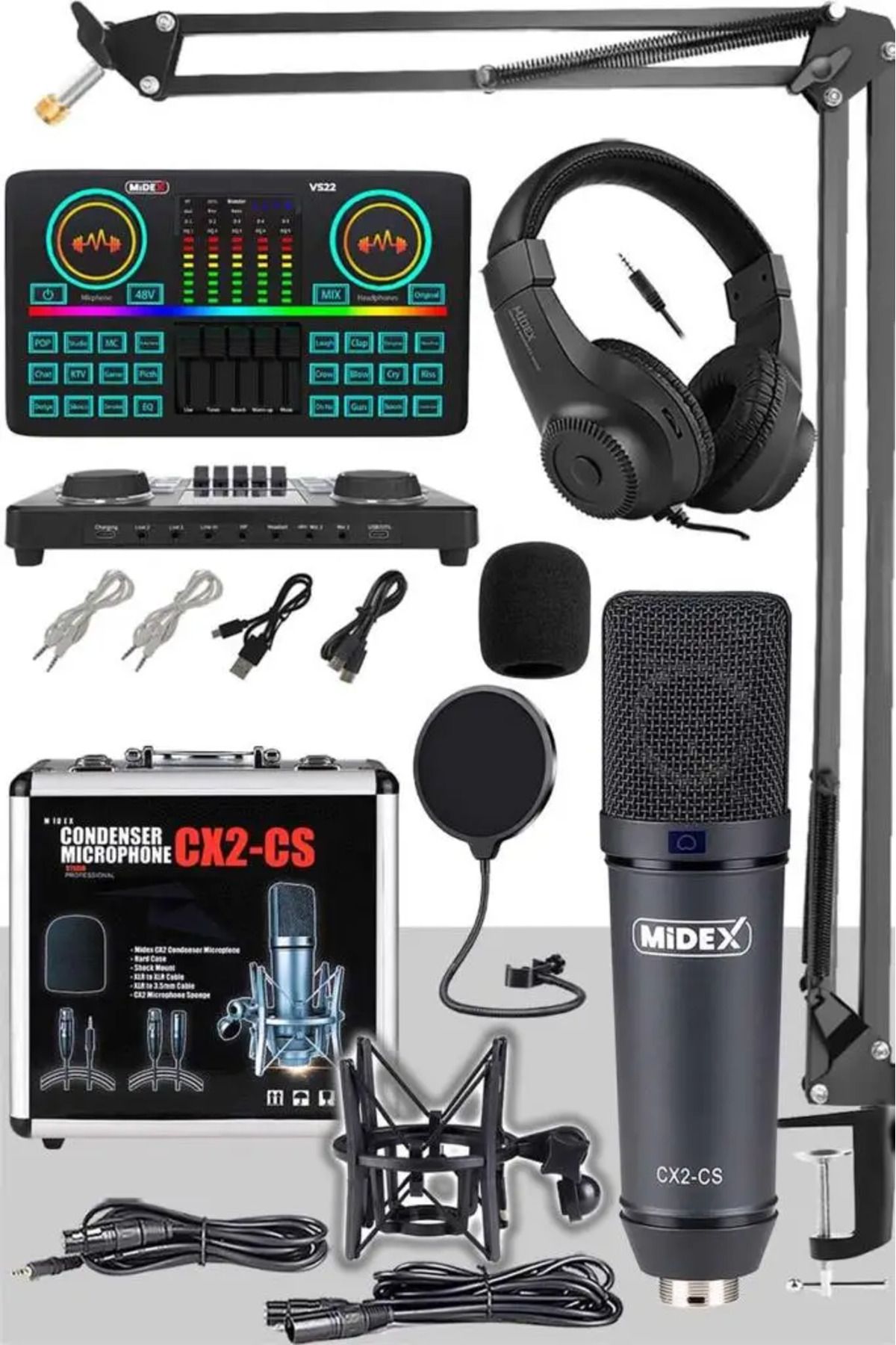 Midex Private-5 CX2 Mikrofon VS22 Ses Kartı Stüdyo Kayıt Set