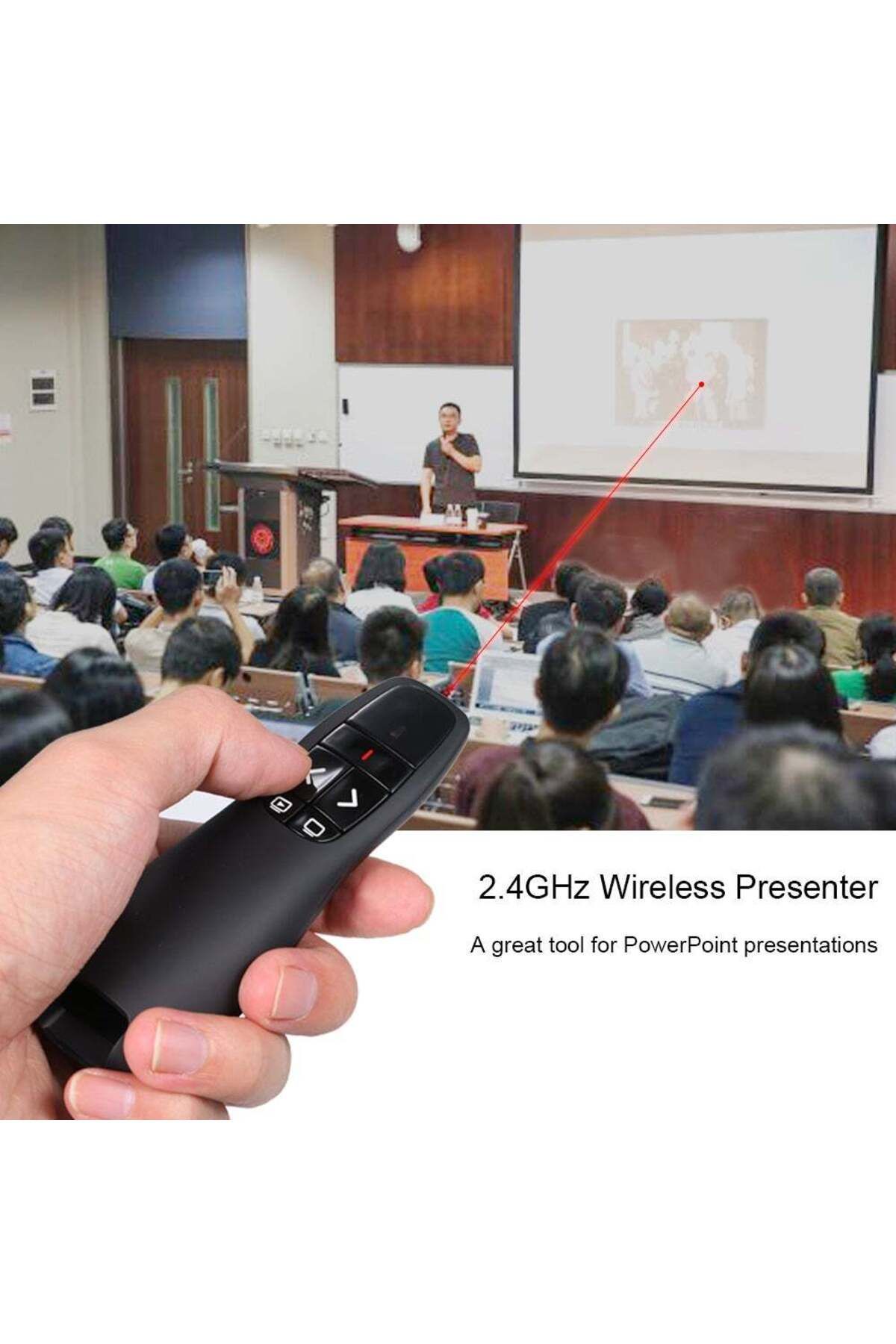 erorex-2.4G Wireless PPT Powerpoint Clicker With USB Receiver Remote Control Flip Pen Black 6