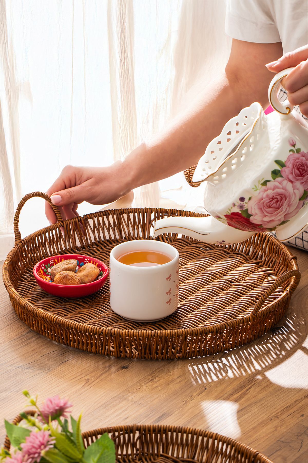 Porsima Set De 3 Coșuri Rotunde Din Răchită - Set De Boluri Decorative Pentru Pâine Pentru Baie Pentru Casă - One Size