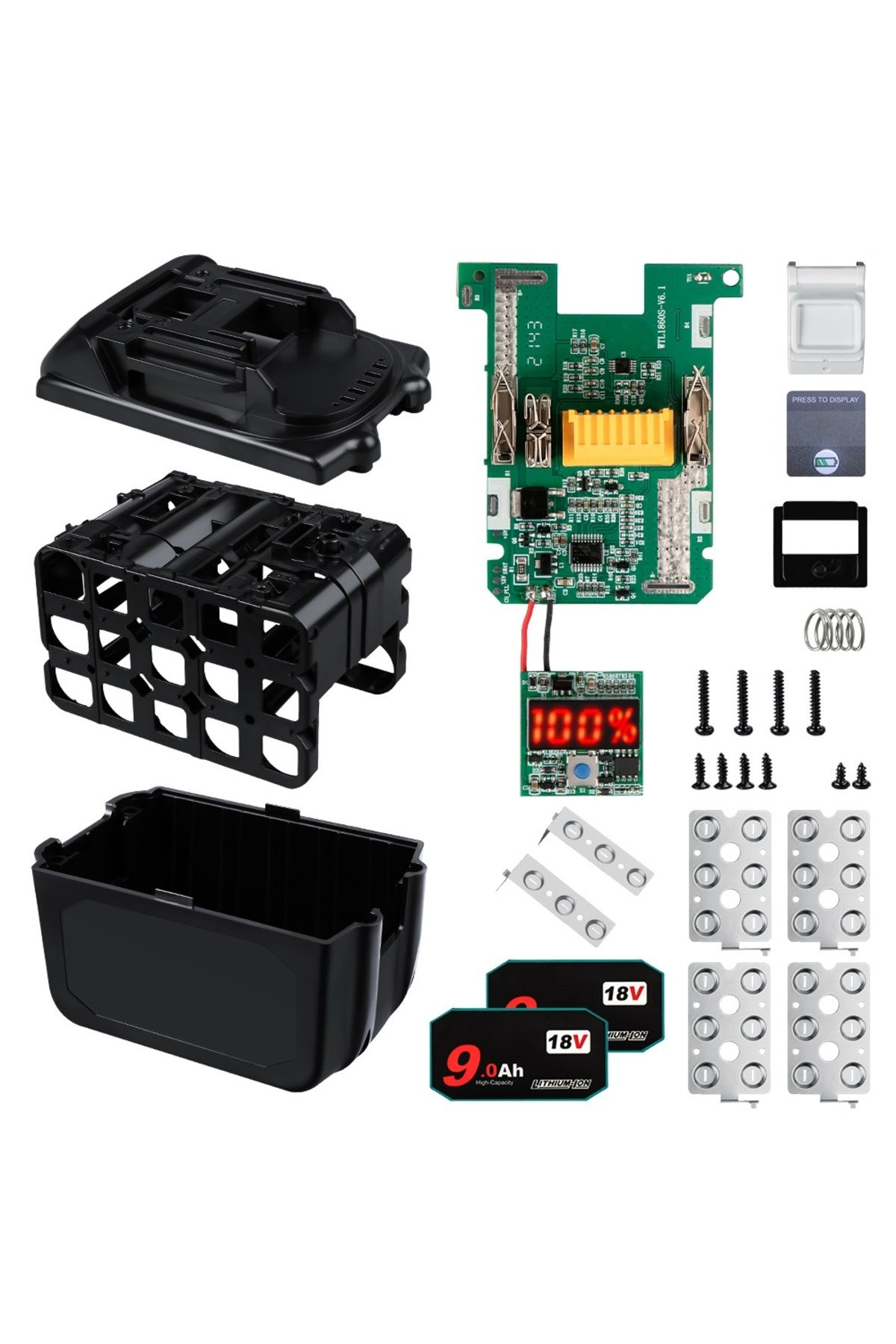 Waitley-BL1890 9.0Ah Battery Case For Makita 18V DIY 6.0Ah Shell Box With BMS PCB Board Charging Protecti... 8